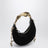 Sac hobo noir en daim avec poignée sculpturale