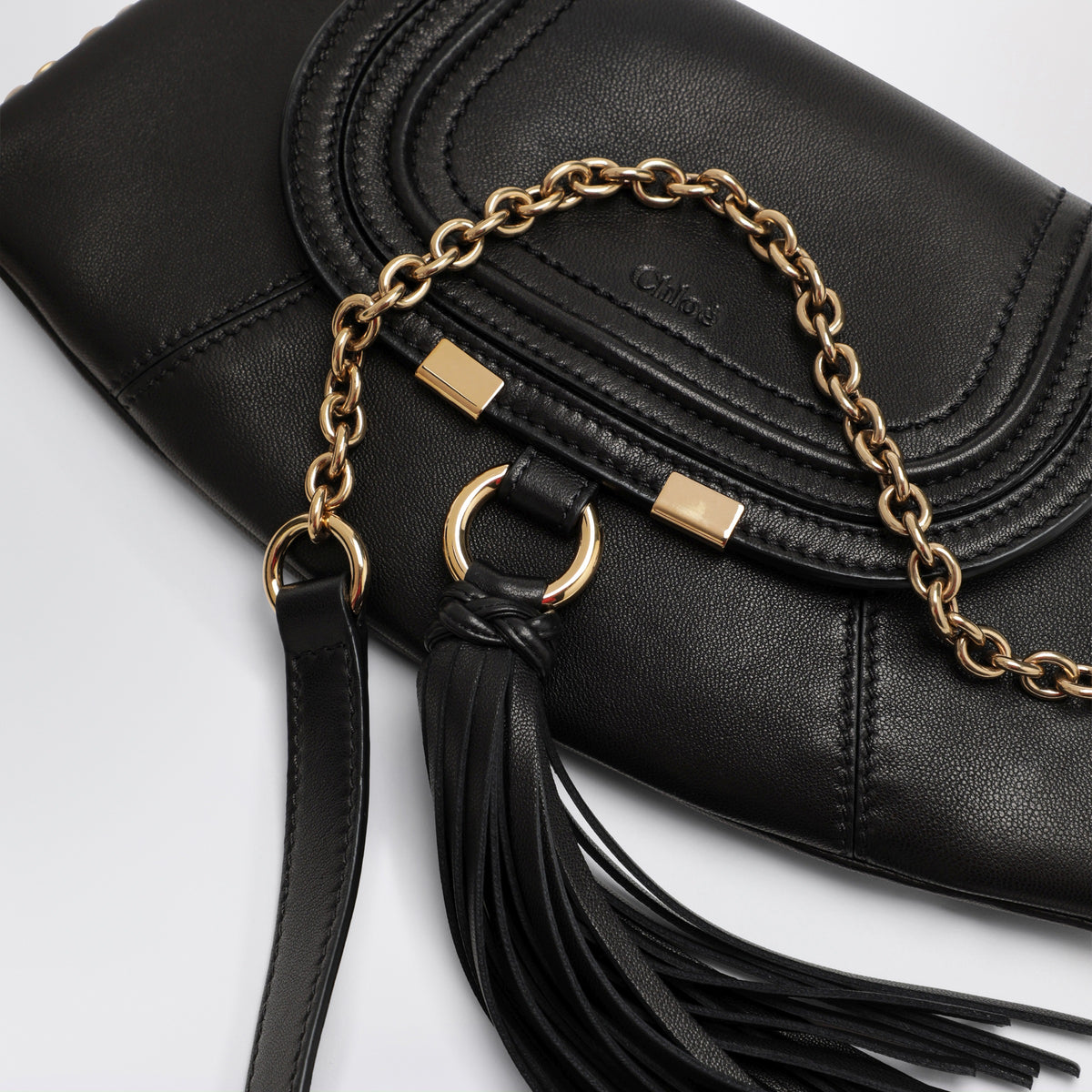 Kettentasche Marcie Foulard Mini in Schwarz aus Leder