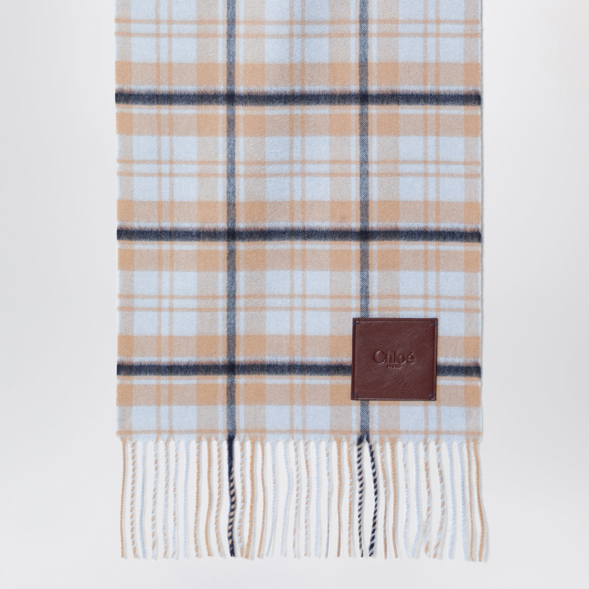 Sciarpa Chloé Highlanding in cashmere blu/beige