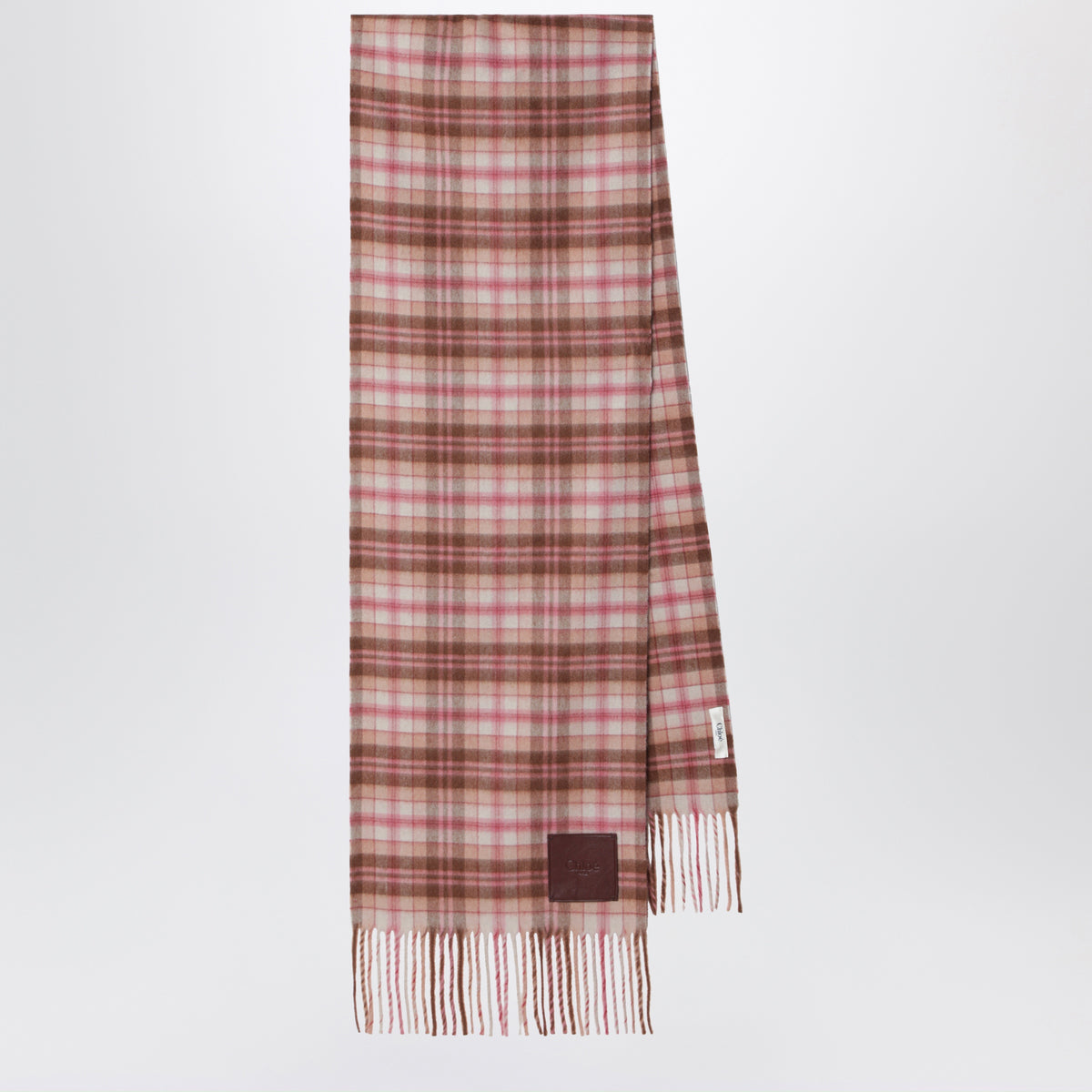 Highlanding pink and brown cashmere scarf