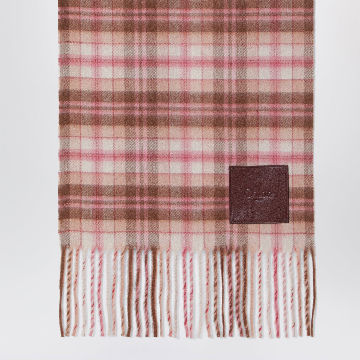 Highlanding pink and brown cashmere scarf