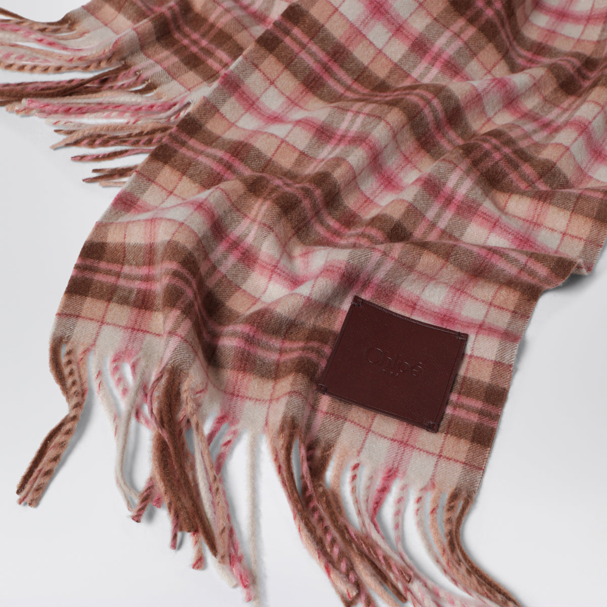 Highlanding pink and brown cashmere scarf