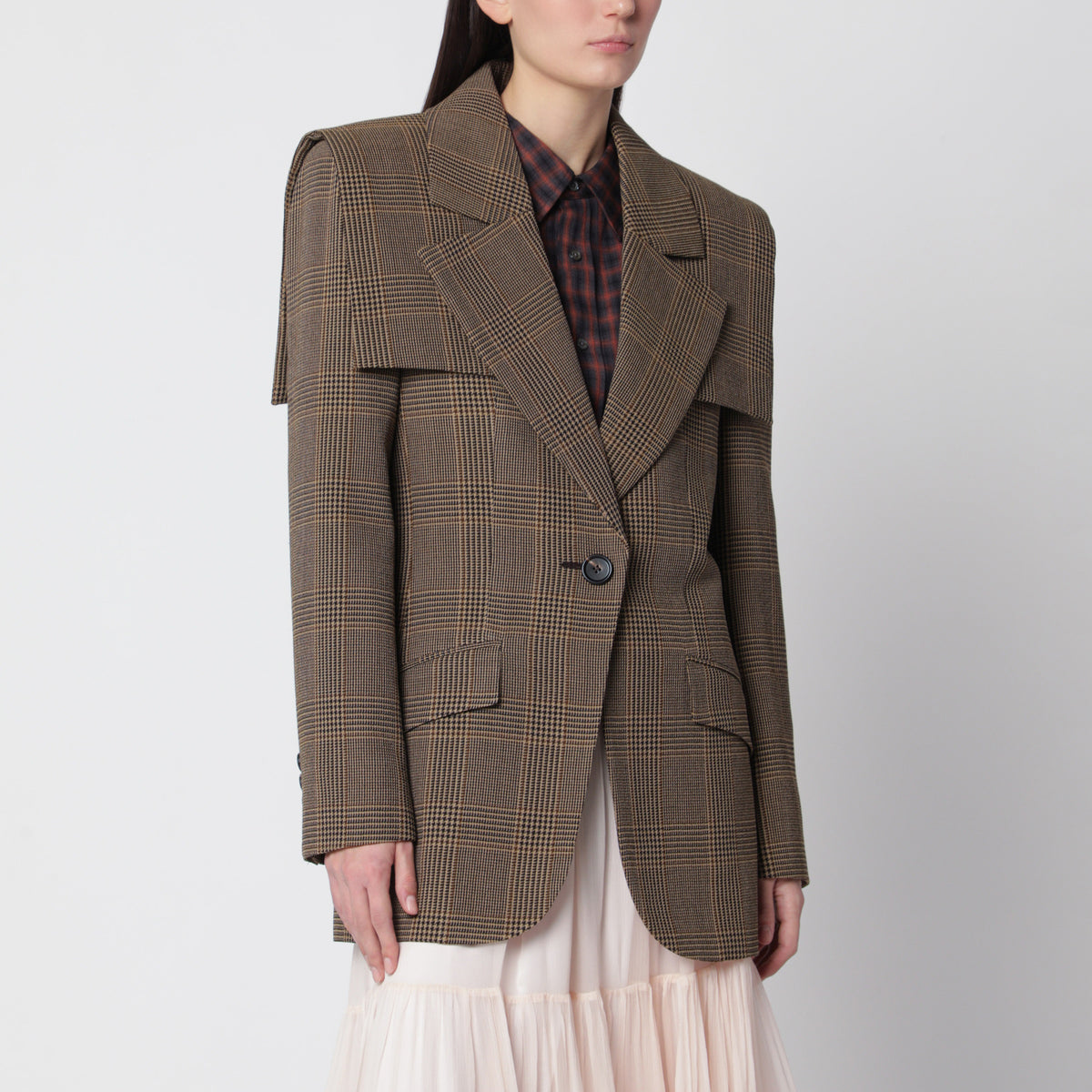 Giacca sartoriale monopetto in lana Principe di Galles