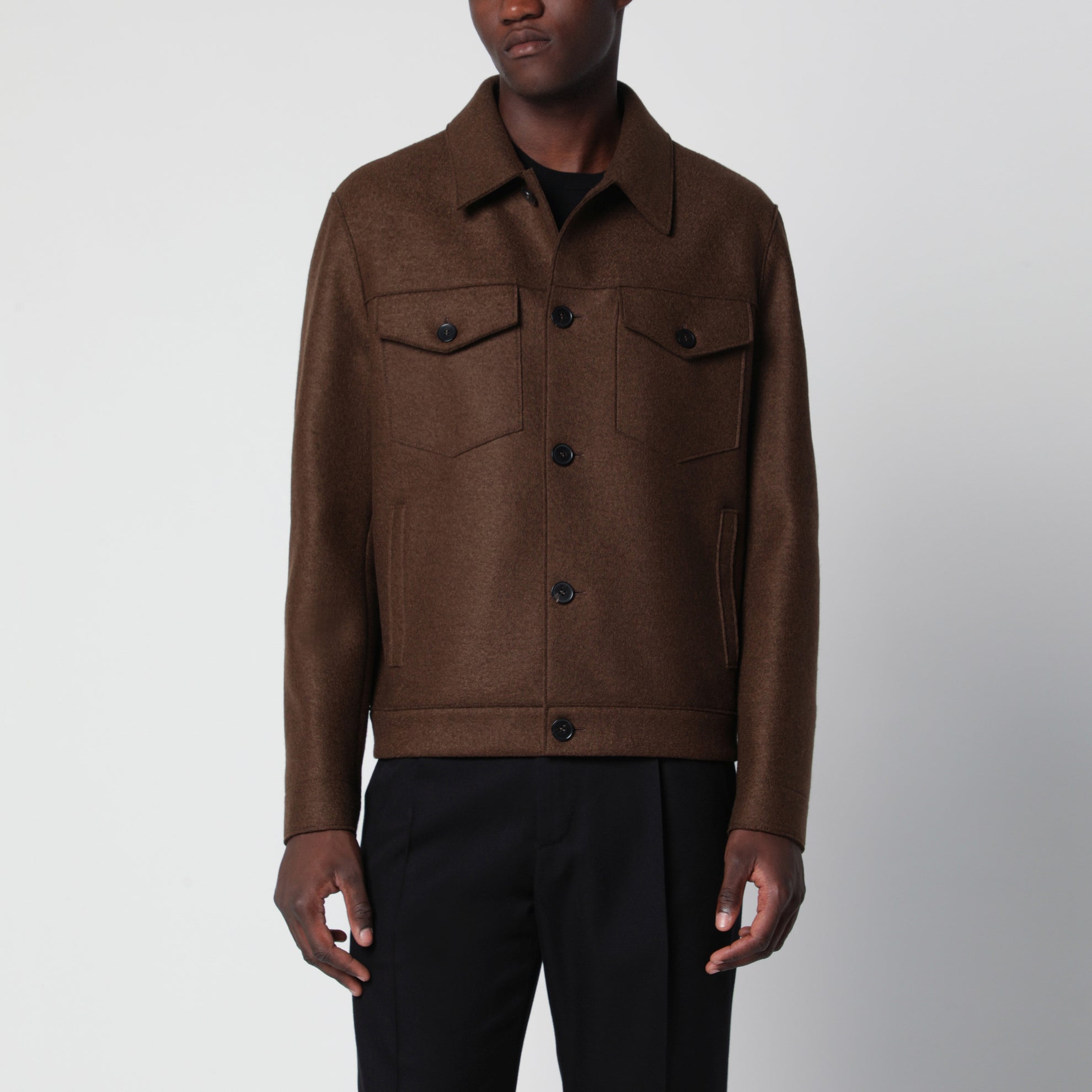 Brown wool overshirt jacket