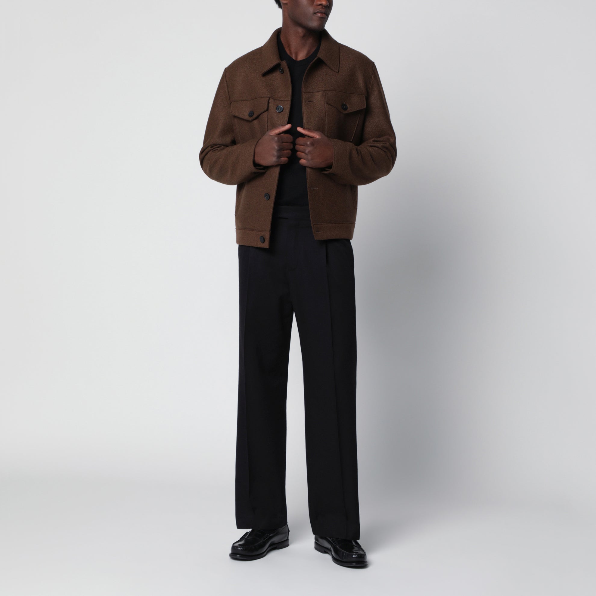 Brown wool overshirt jacket