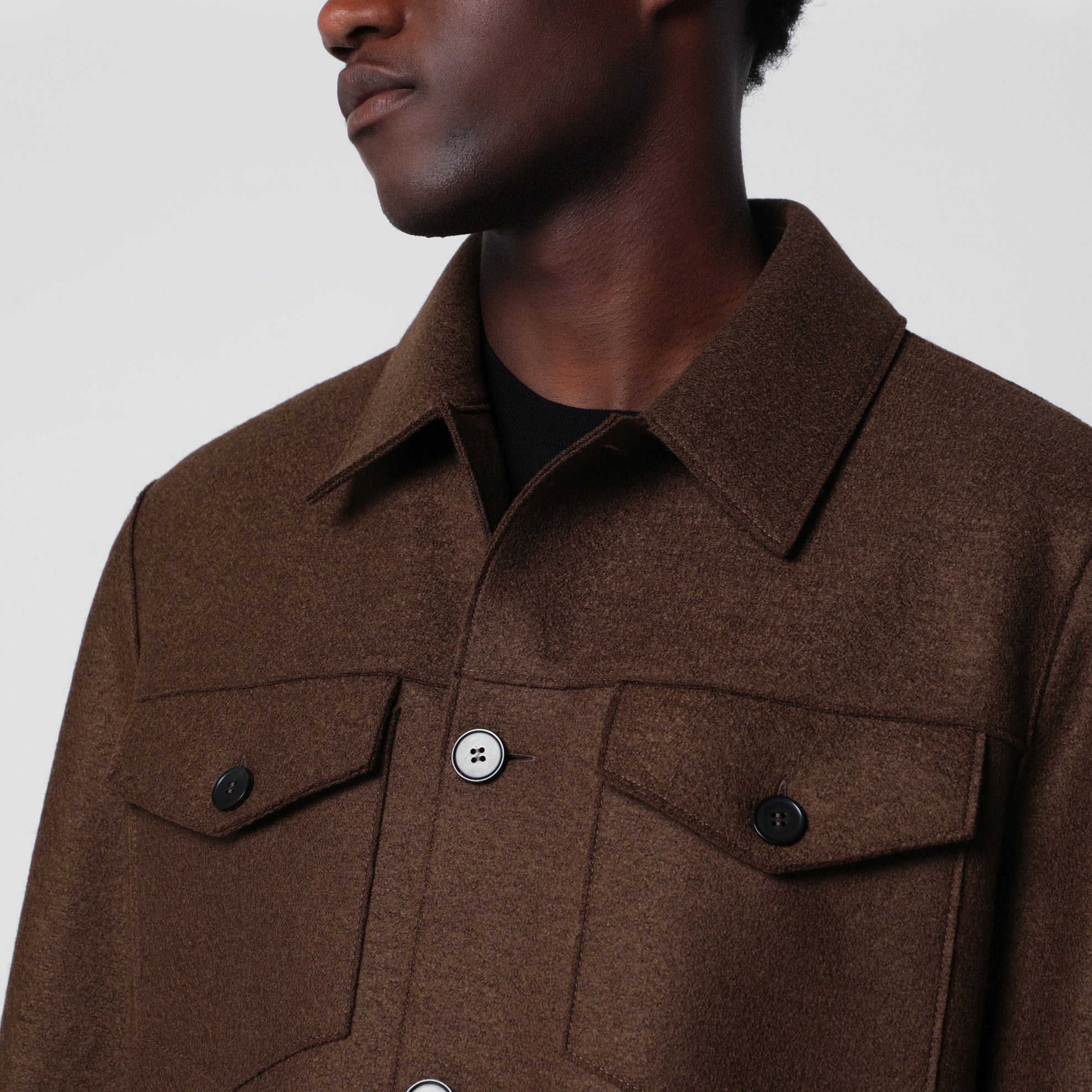 Brown wool overshirt jacket