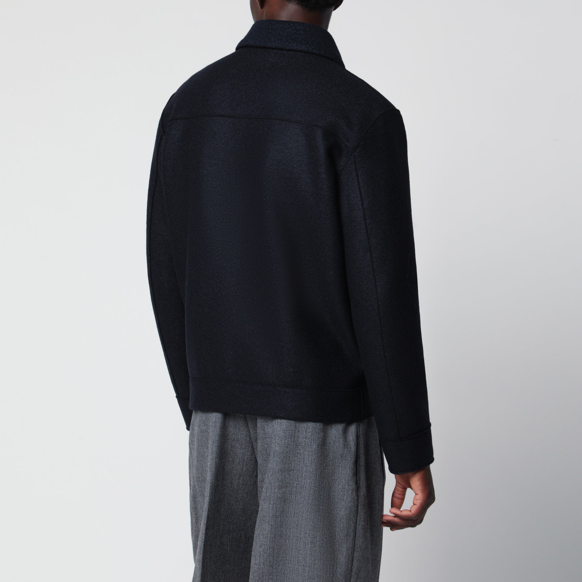 Navy wool zip-up jacket