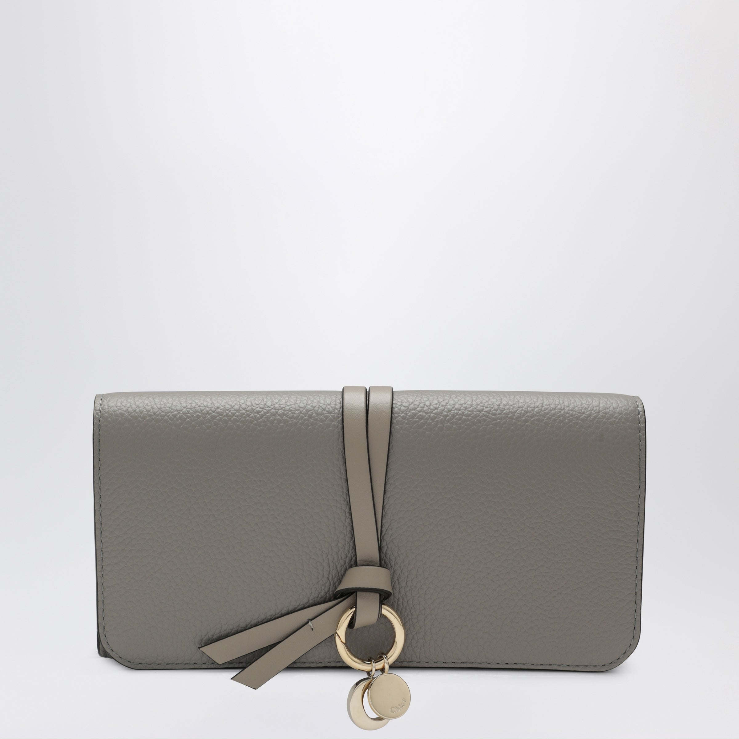 Chloé Grey Alphabet flap wallet in grained leather | TheDoubleF