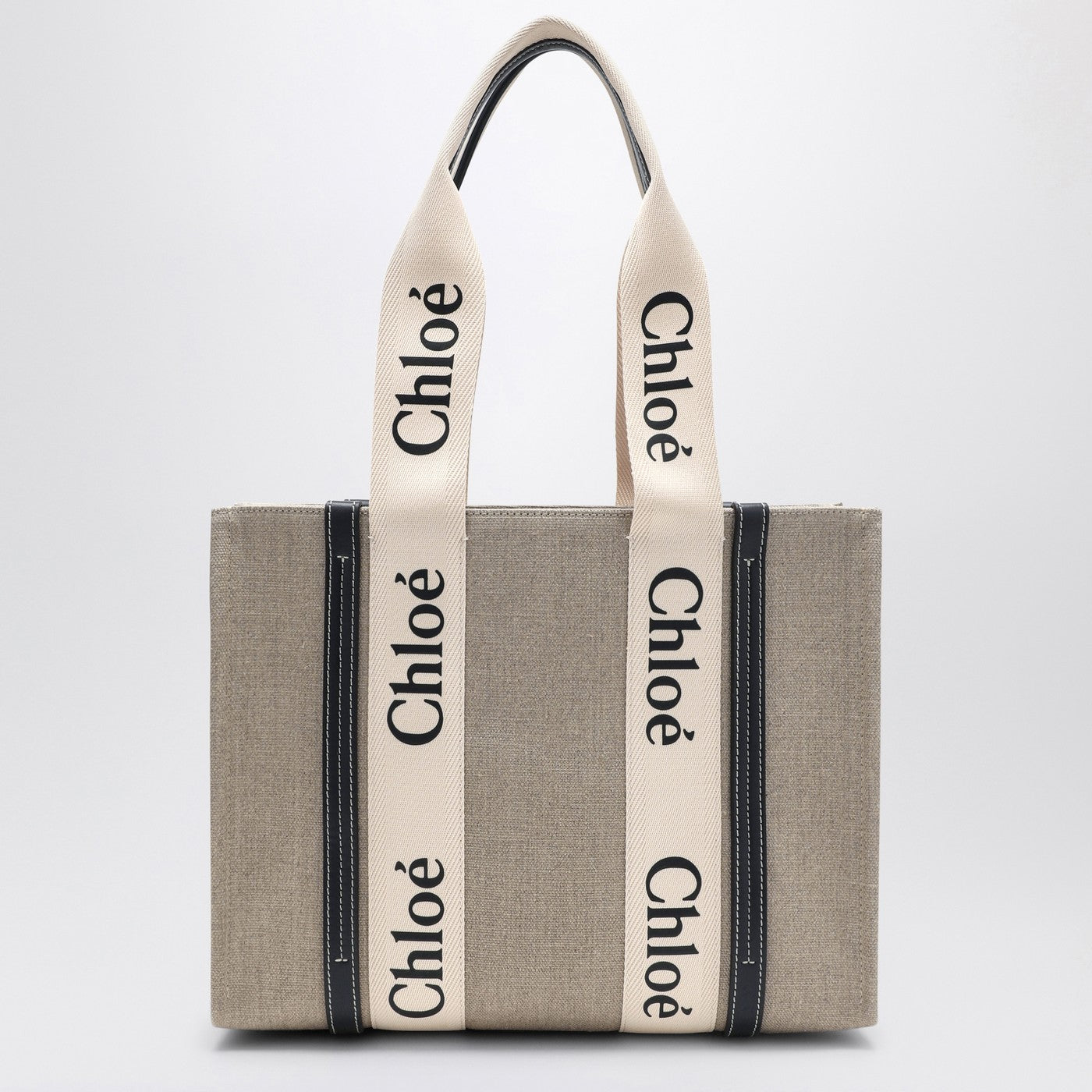 Sac Woody taille moyenne en toile beige
