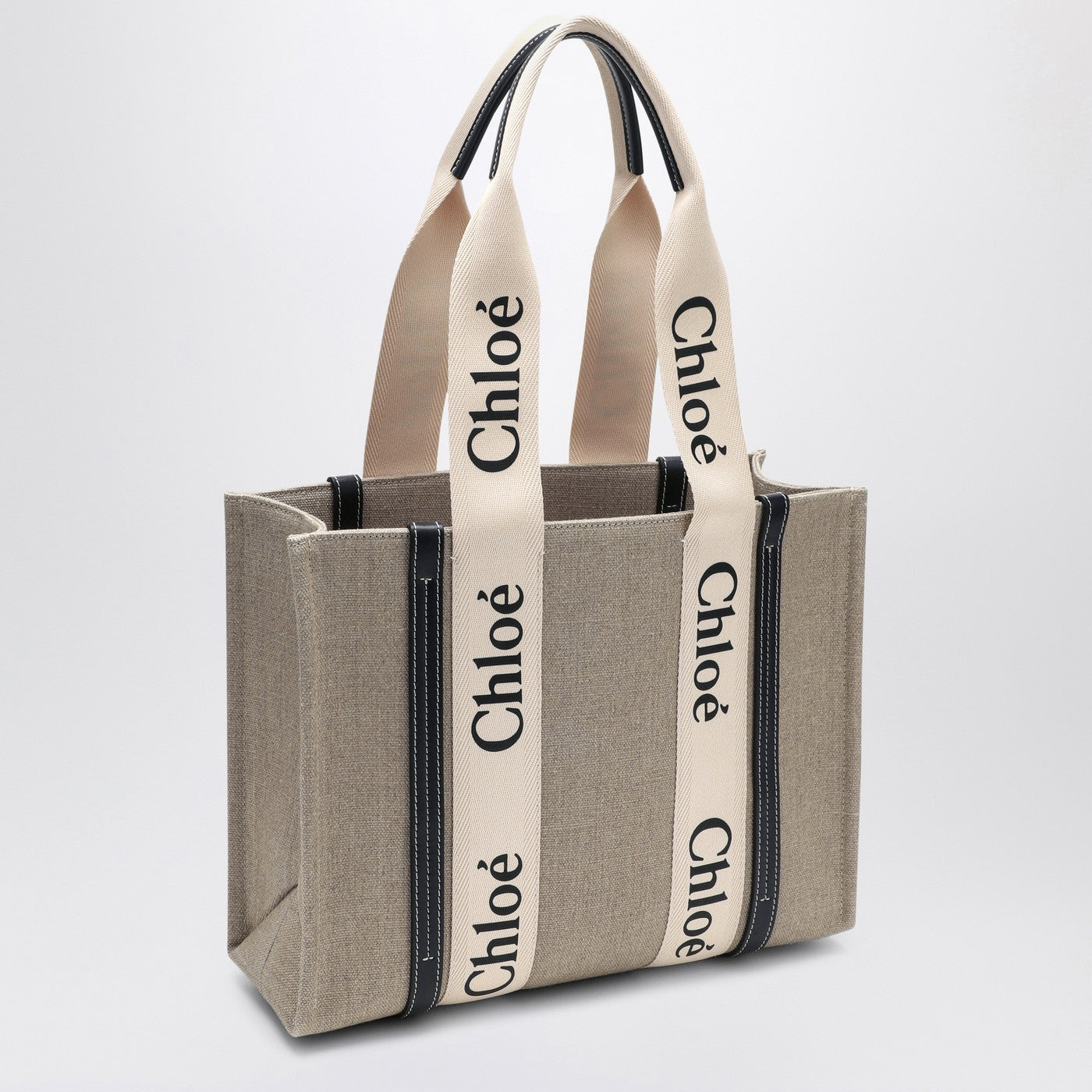 Sac Woody taille moyenne en toile beige