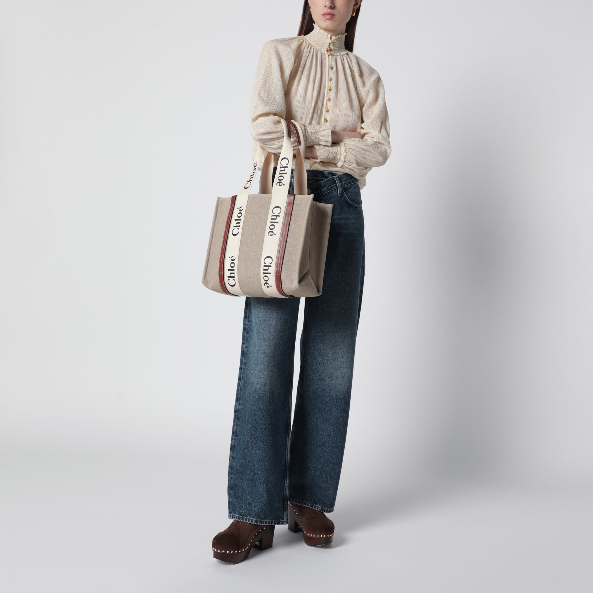 Sac moyen Woody en toile beige