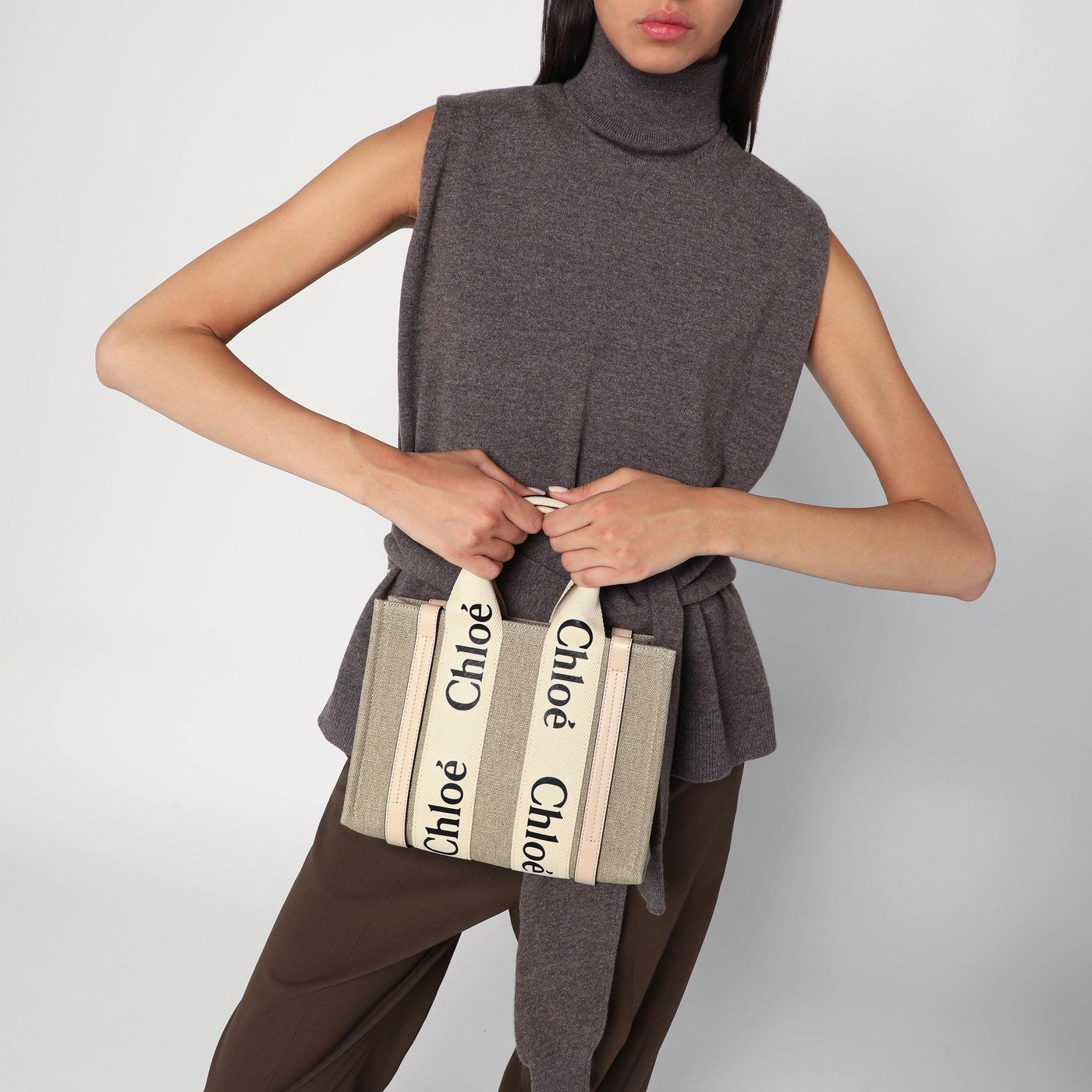 Sac petit Woody en toile beige