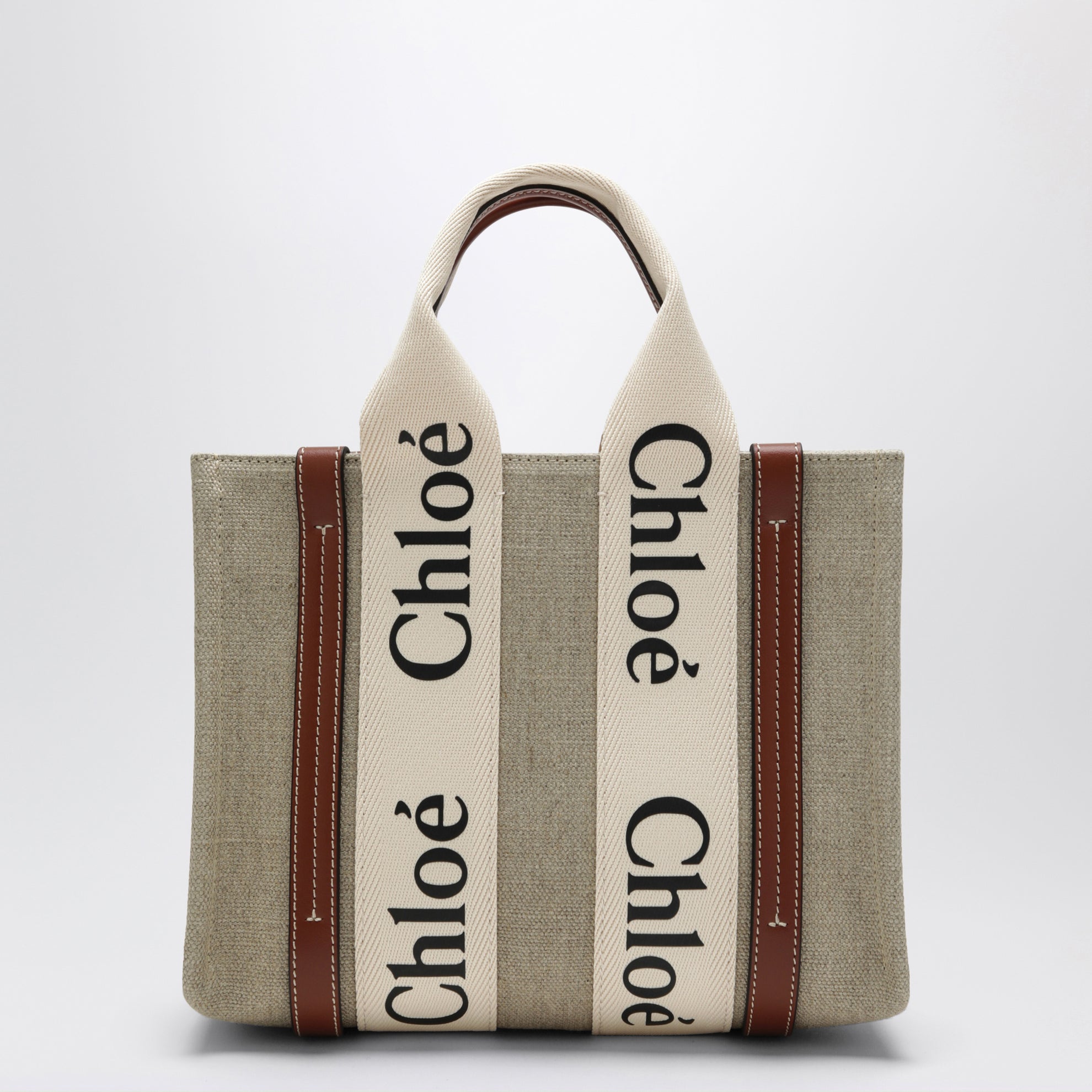 Borsa piccola Woody in tela beige