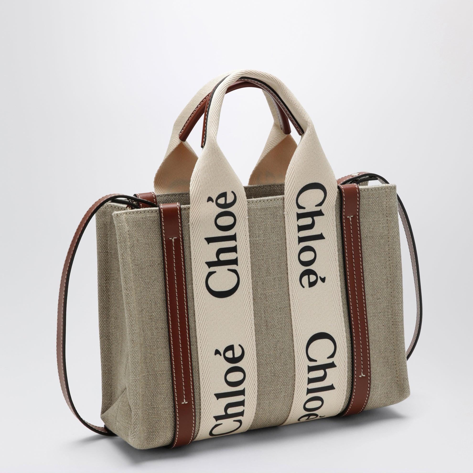 Borsa piccola Woody in tela beige