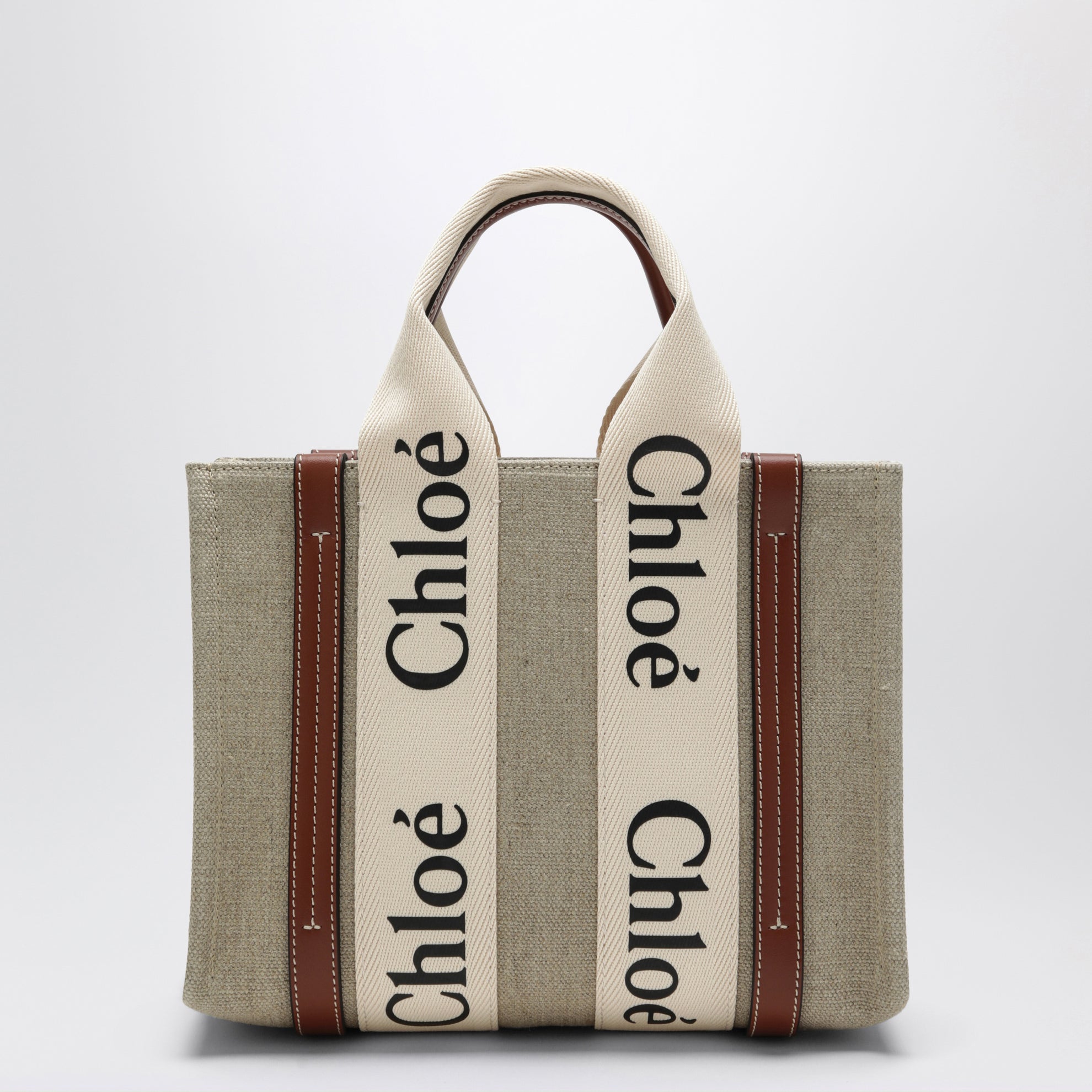 Borsa piccola Woody in tela beige
