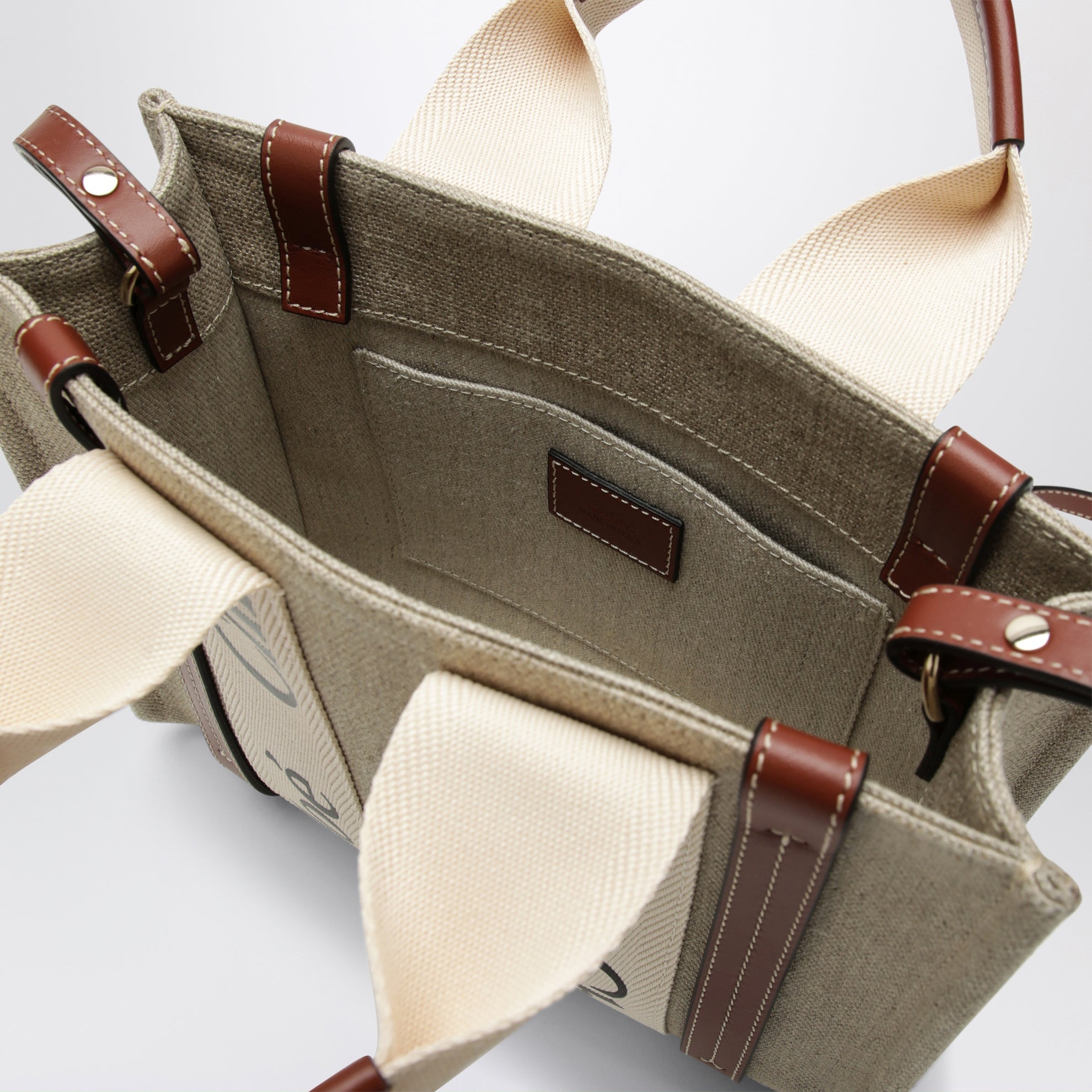 Borsa piccola Woody in tela beige