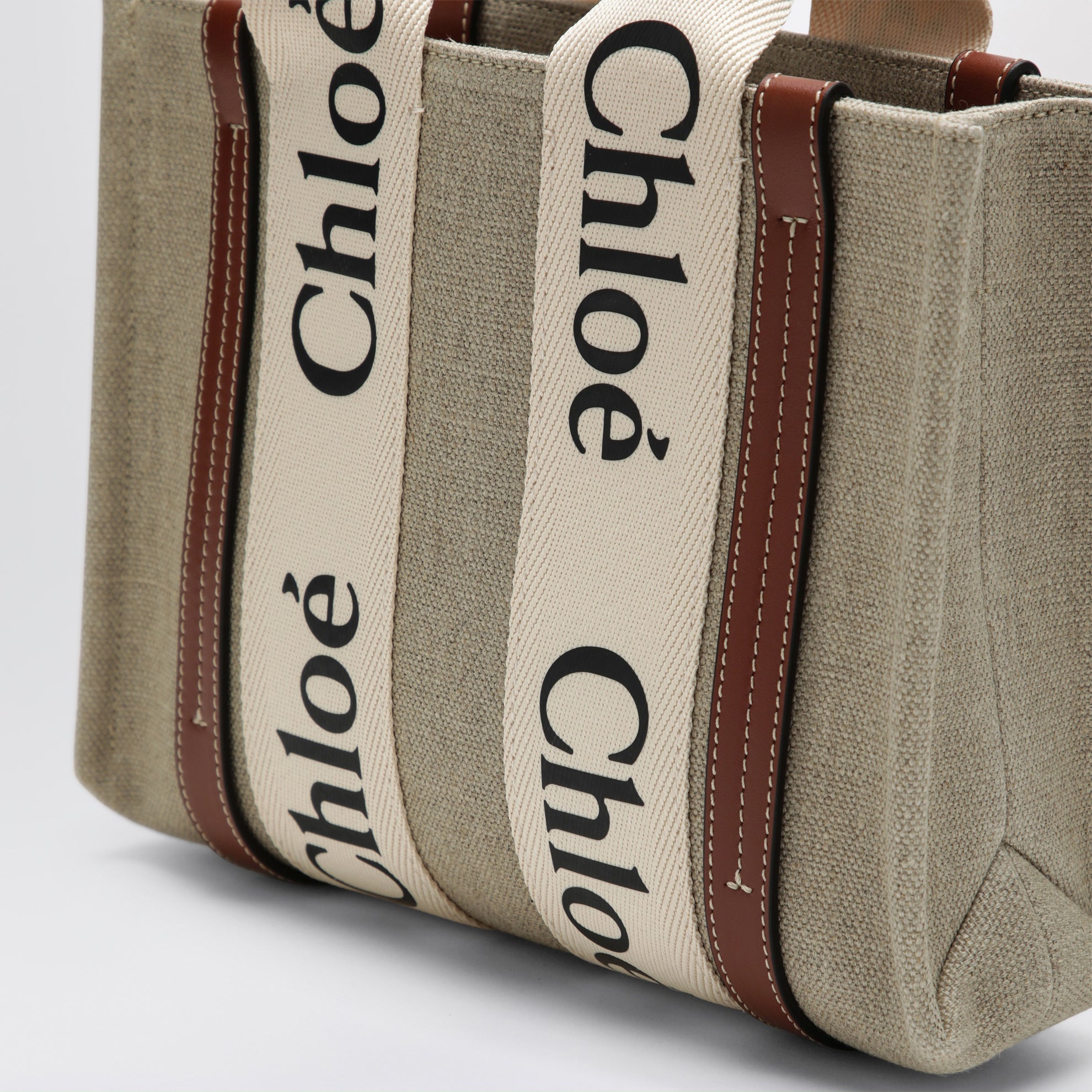 Borsa piccola Woody in tela beige