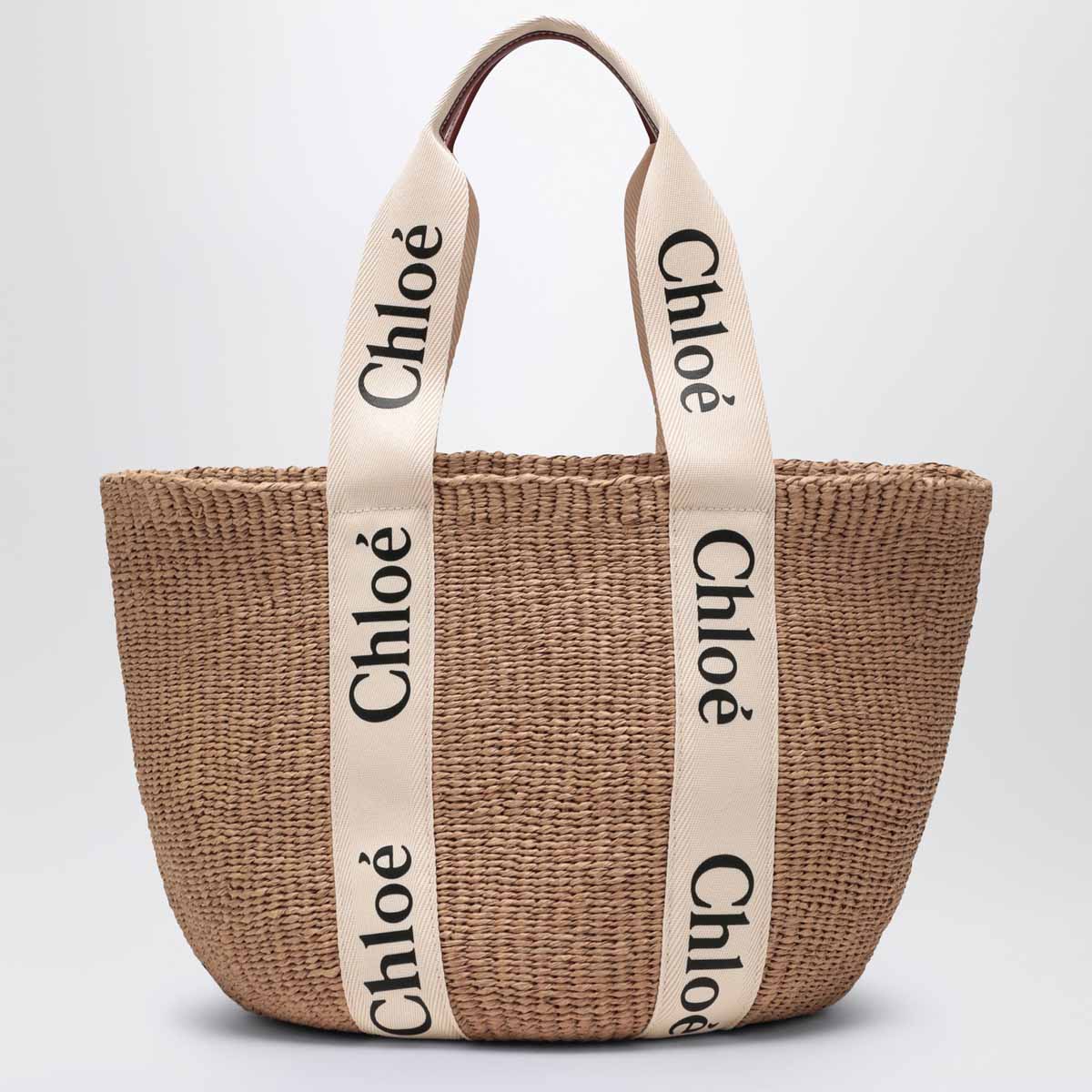 Grand sac panier Woody avec ruban blanc