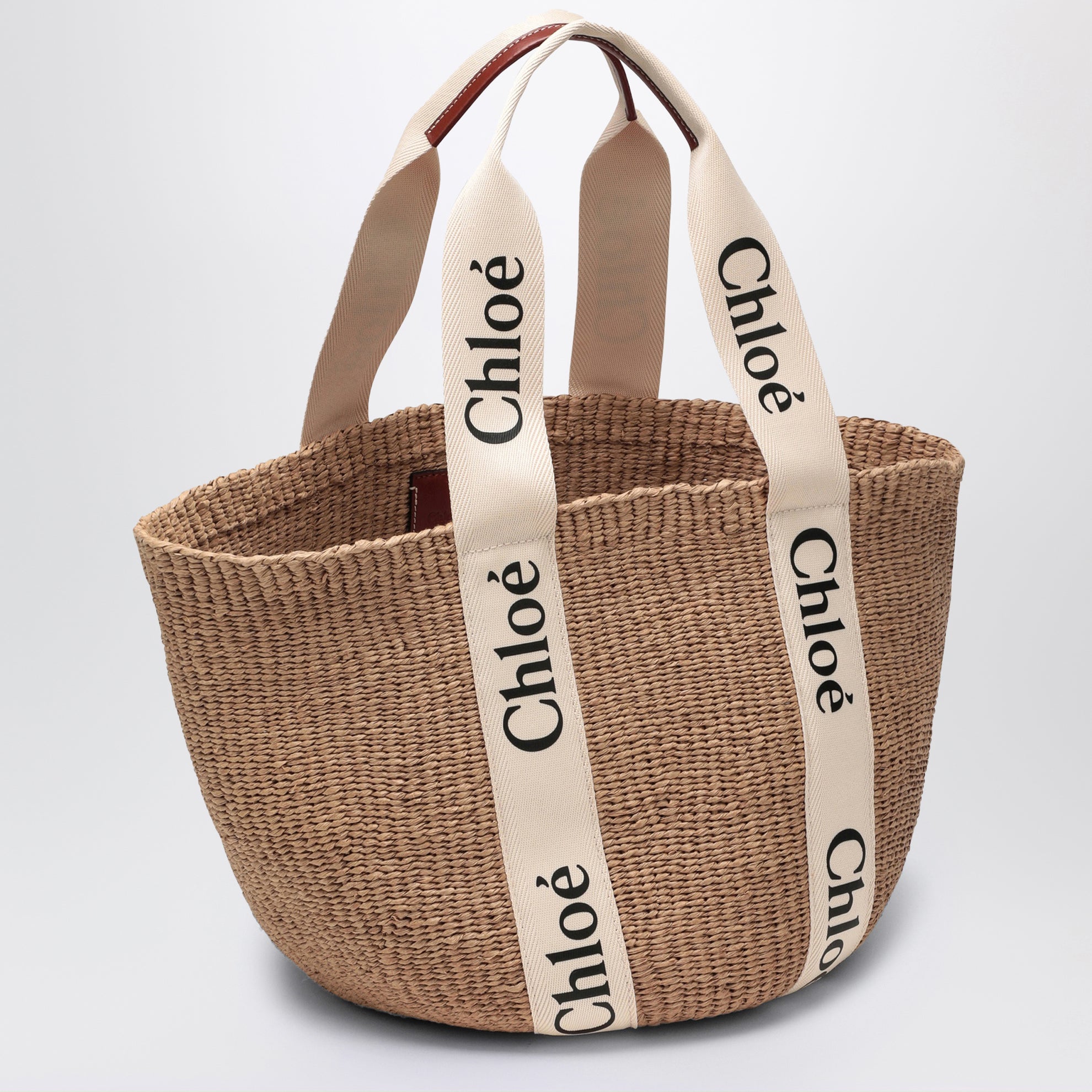 Grand sac panier Woody avec ruban blanc