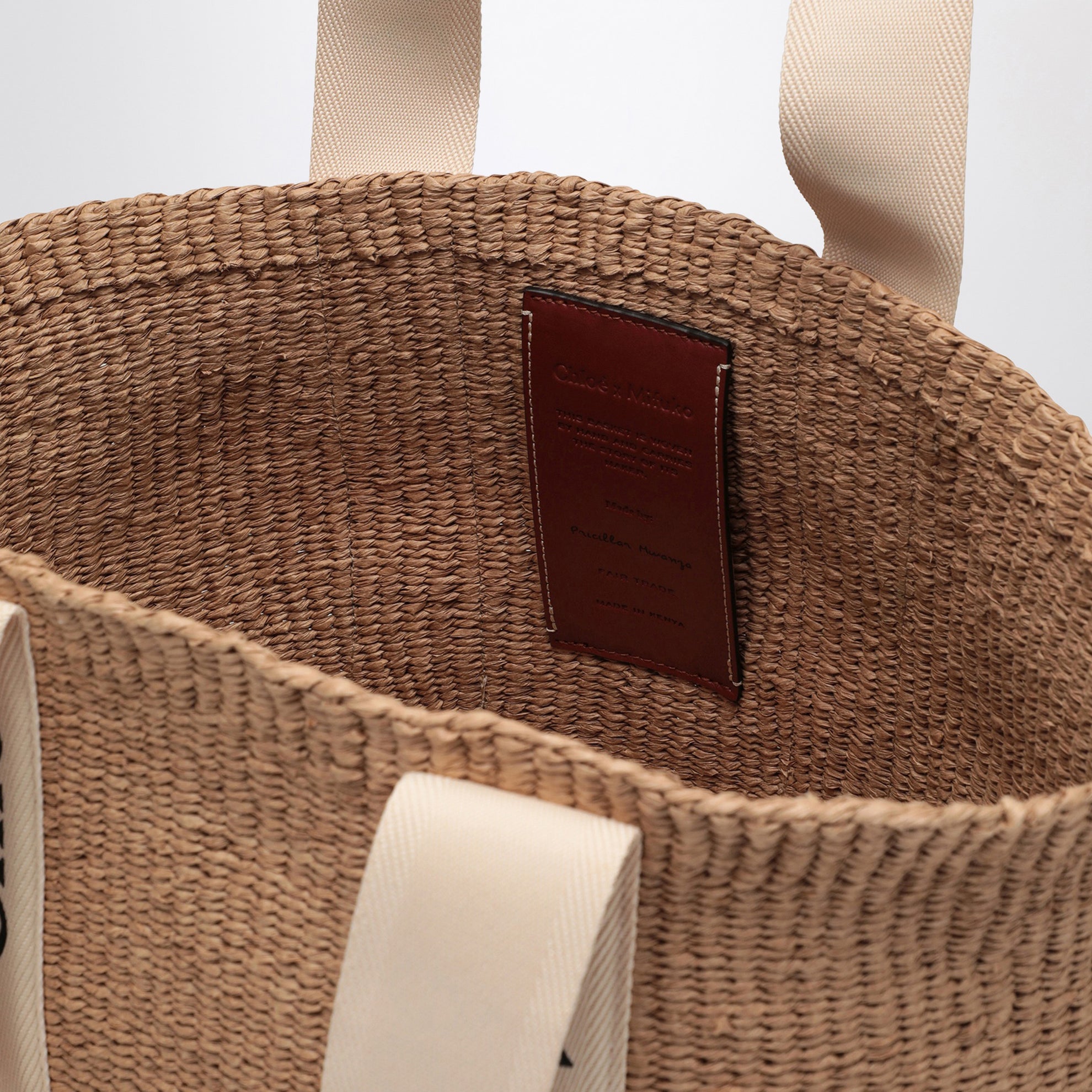 Grand sac panier Woody avec ruban blanc