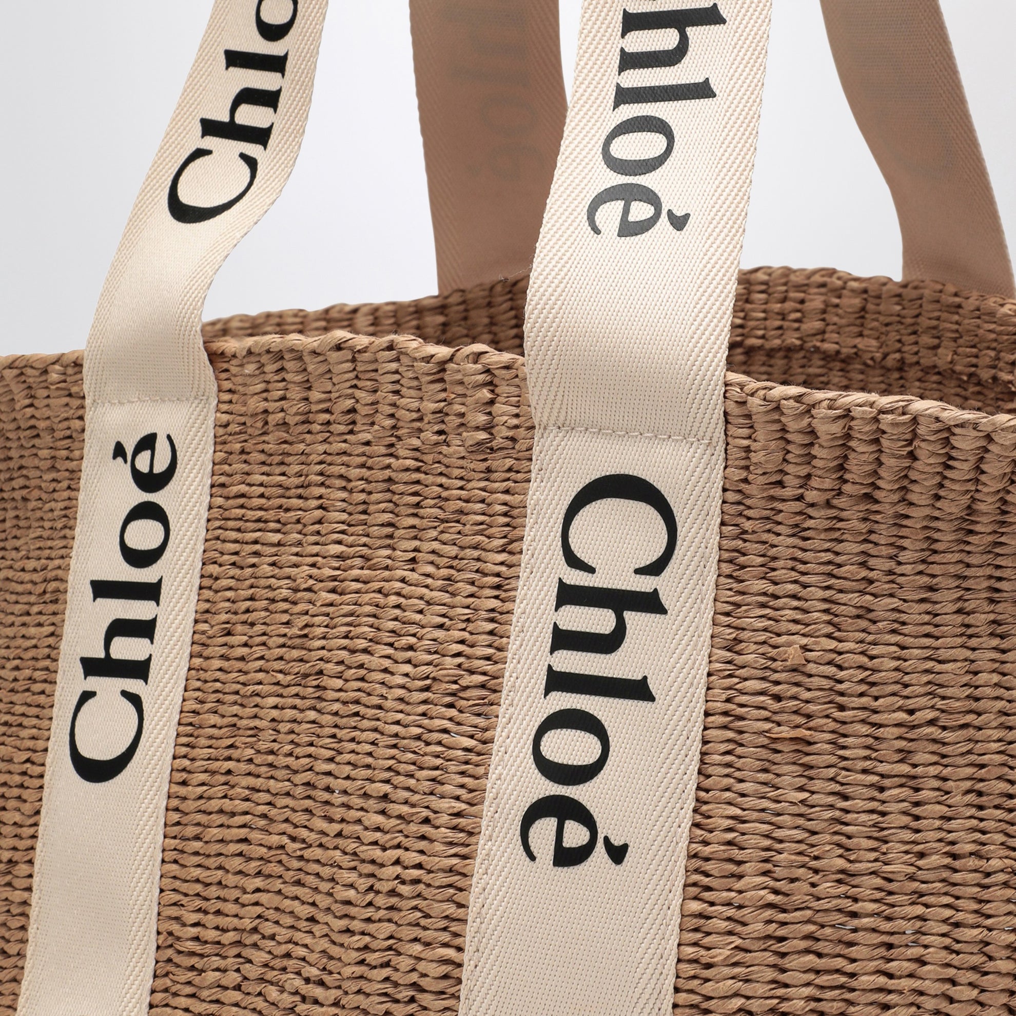 Grand sac panier Woody avec ruban blanc