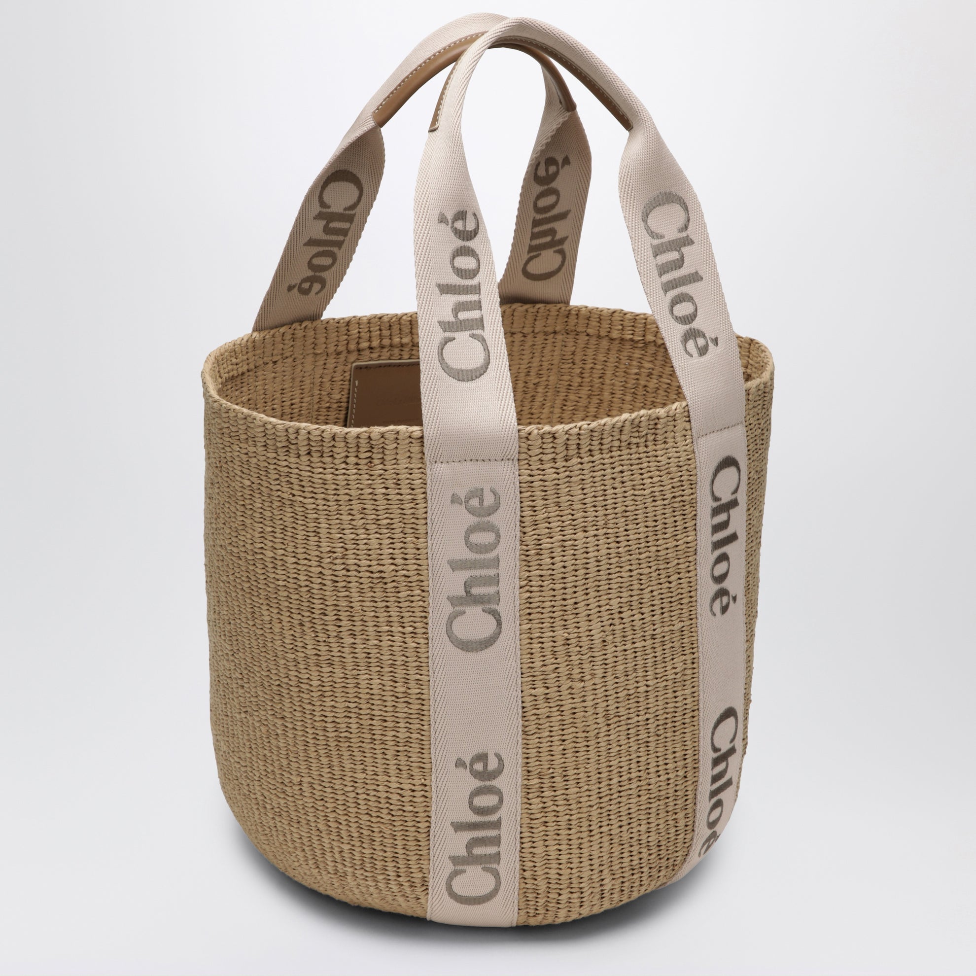 Sac cabas Woody grand en fibres naturelles beige