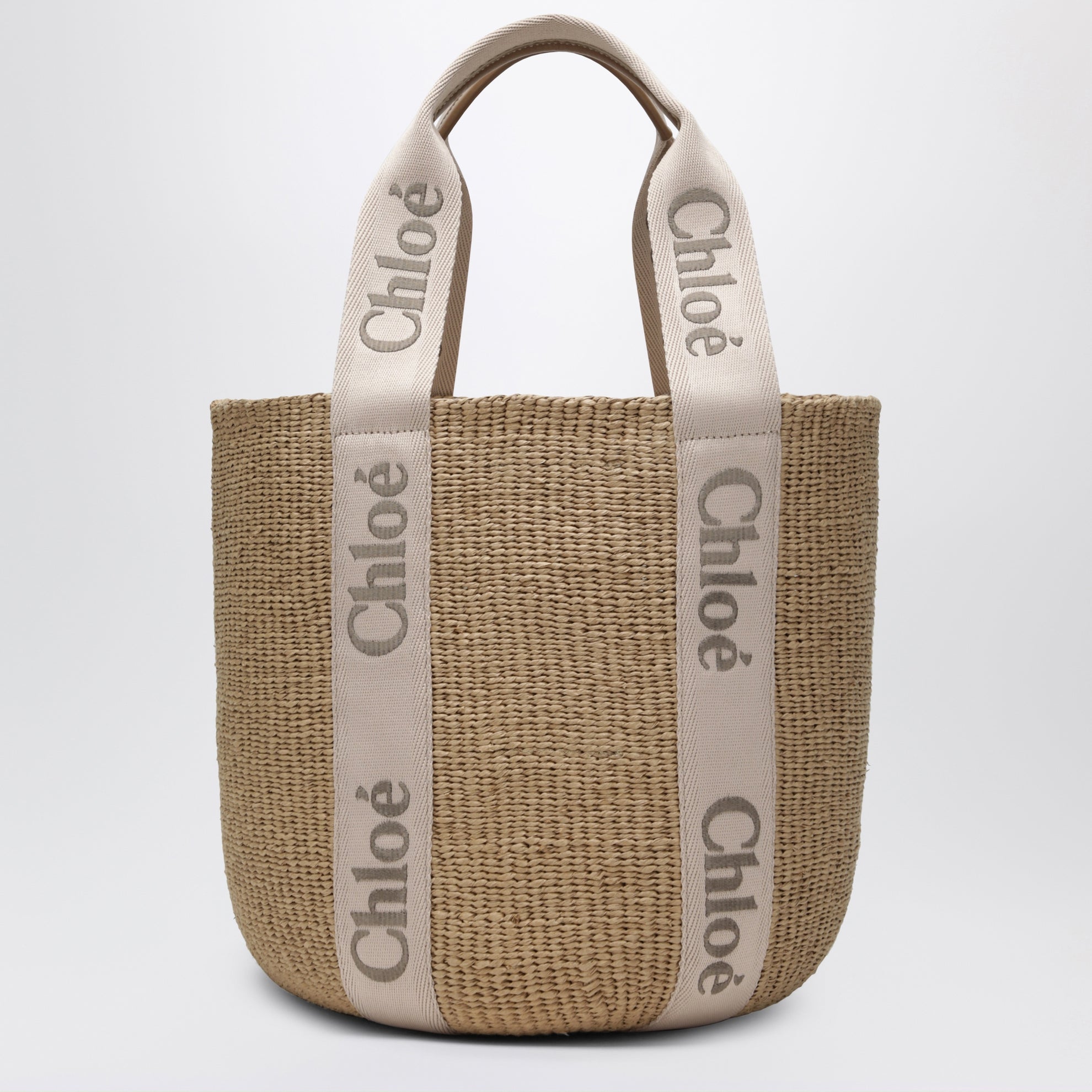 Sac cabas Woody grand en fibres naturelles beige