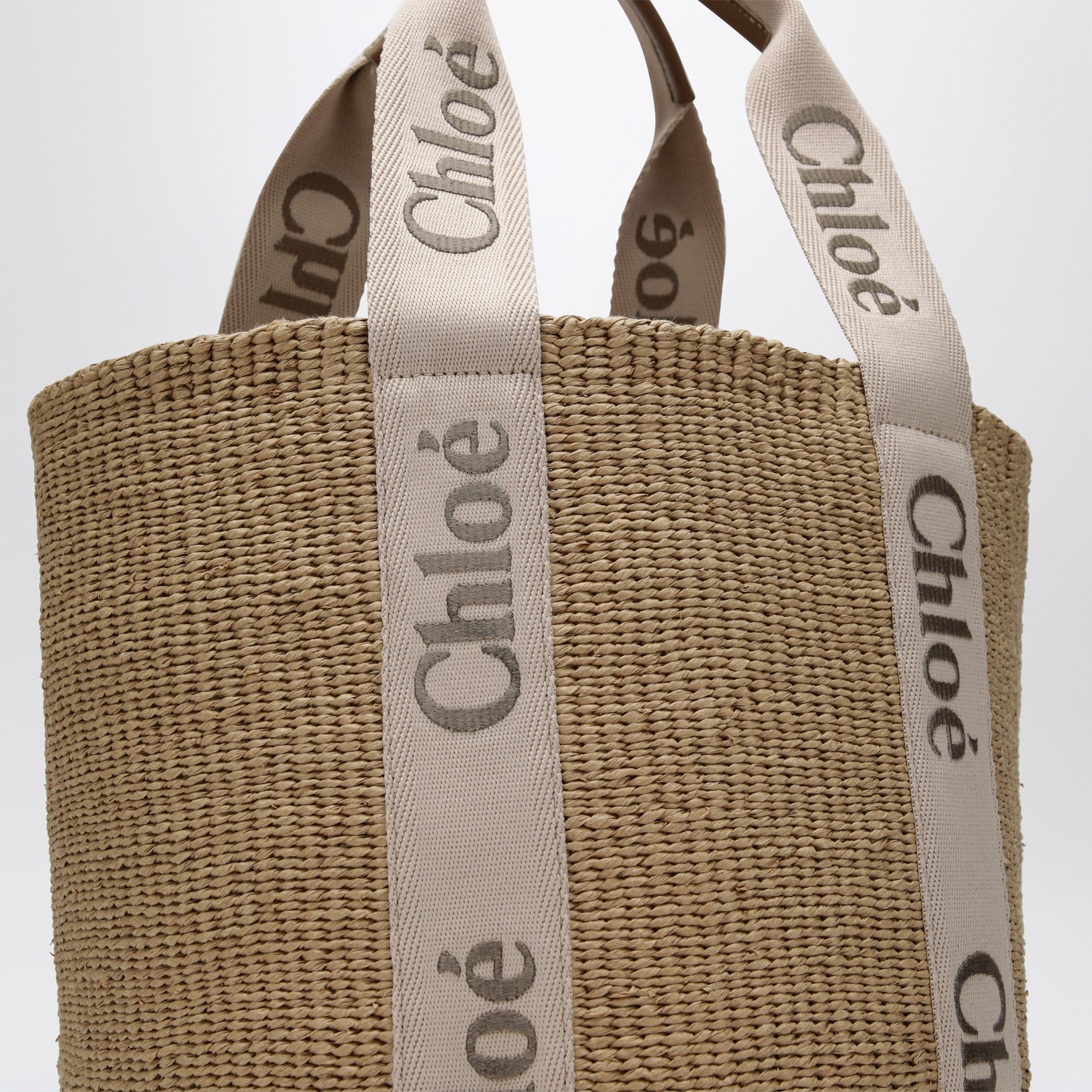 Sac cabas Woody grand en fibres naturelles beige