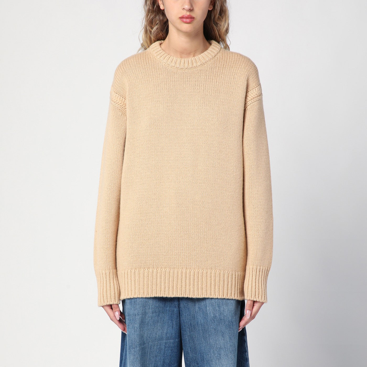 Oversize-Pullover aus Kaschmir und Baumwolle nude