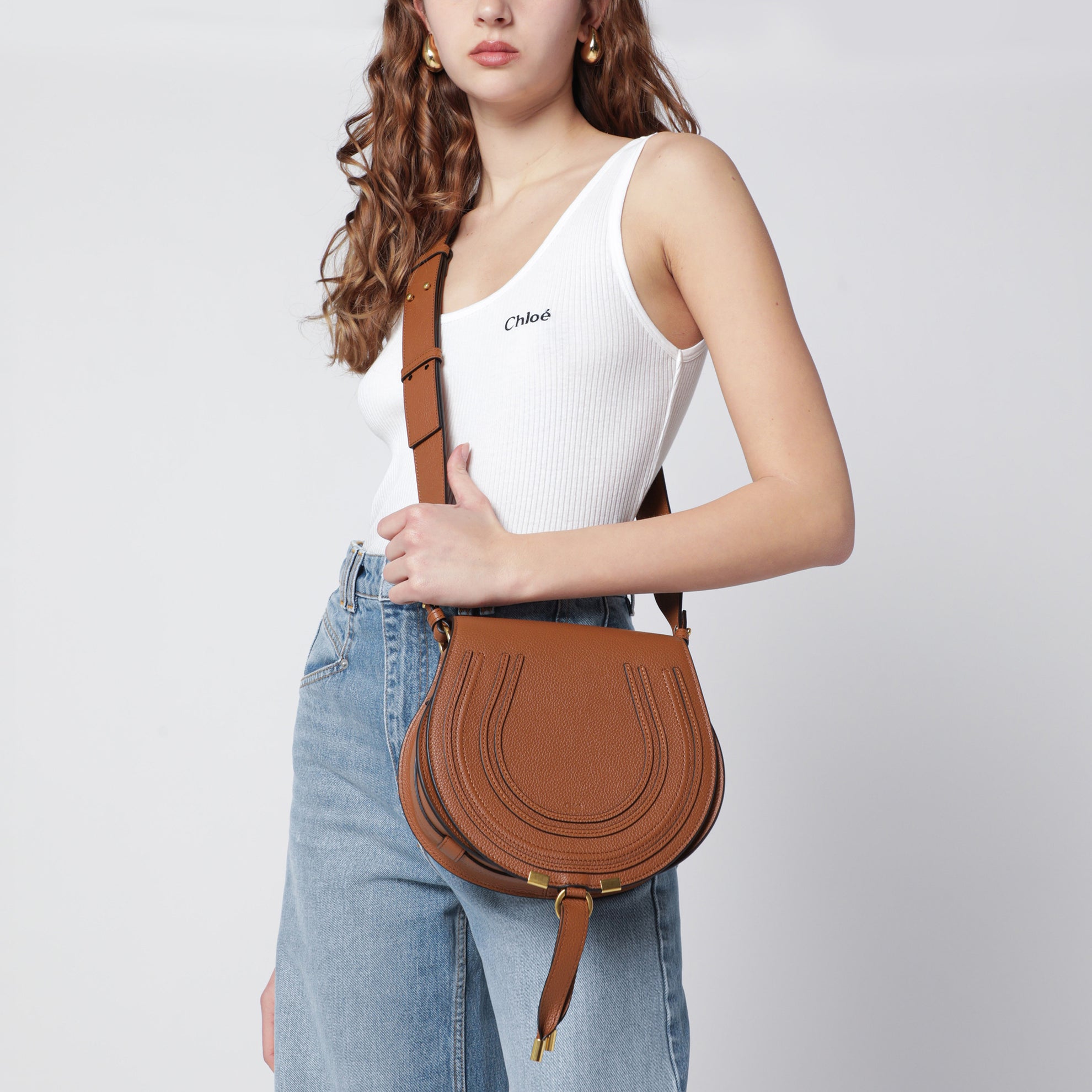 Brown Saddle Marcie bag in grained leather