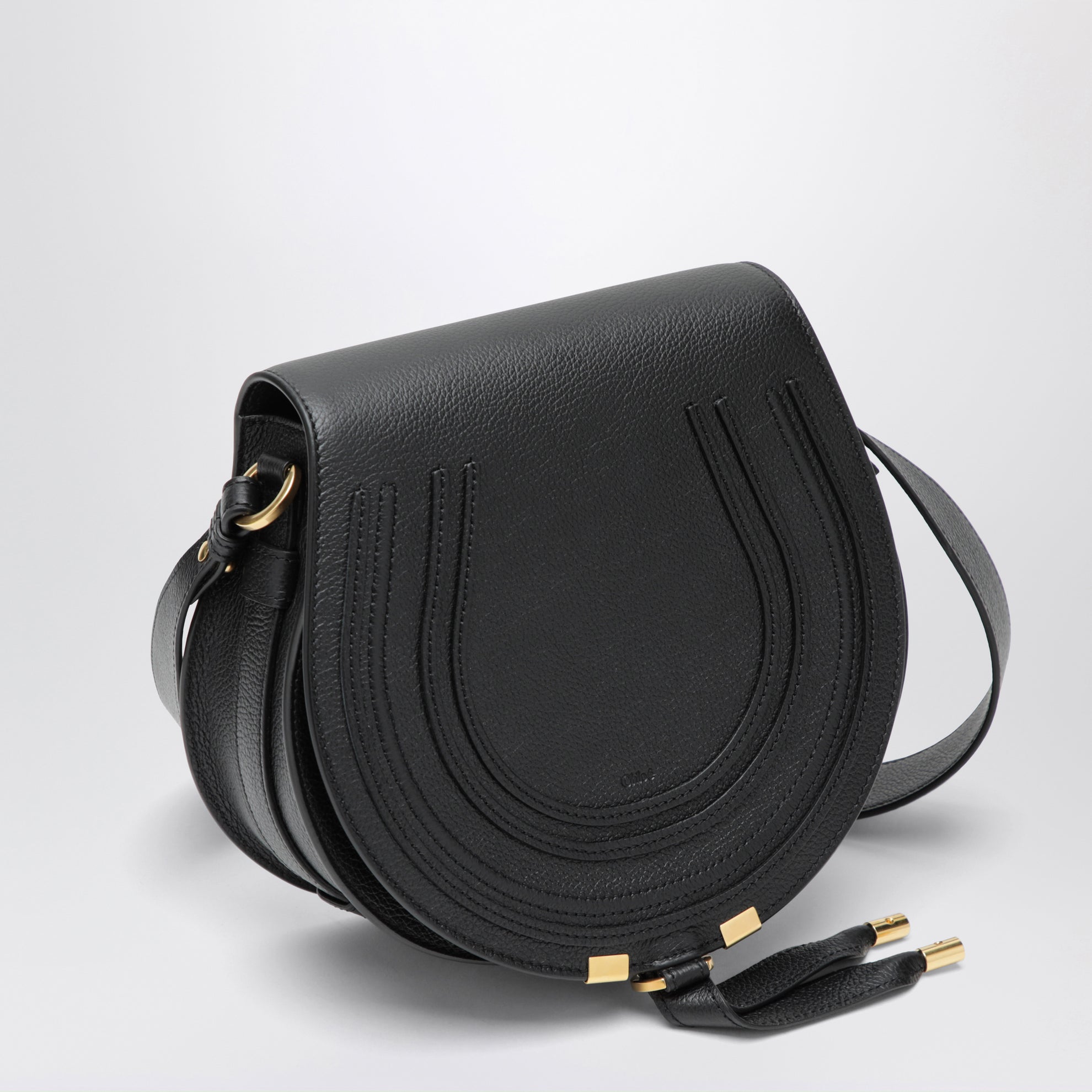 Borsa Saddle Marcie nera in pelle granata