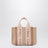 Small Woody tote bag in linen Blushy beige