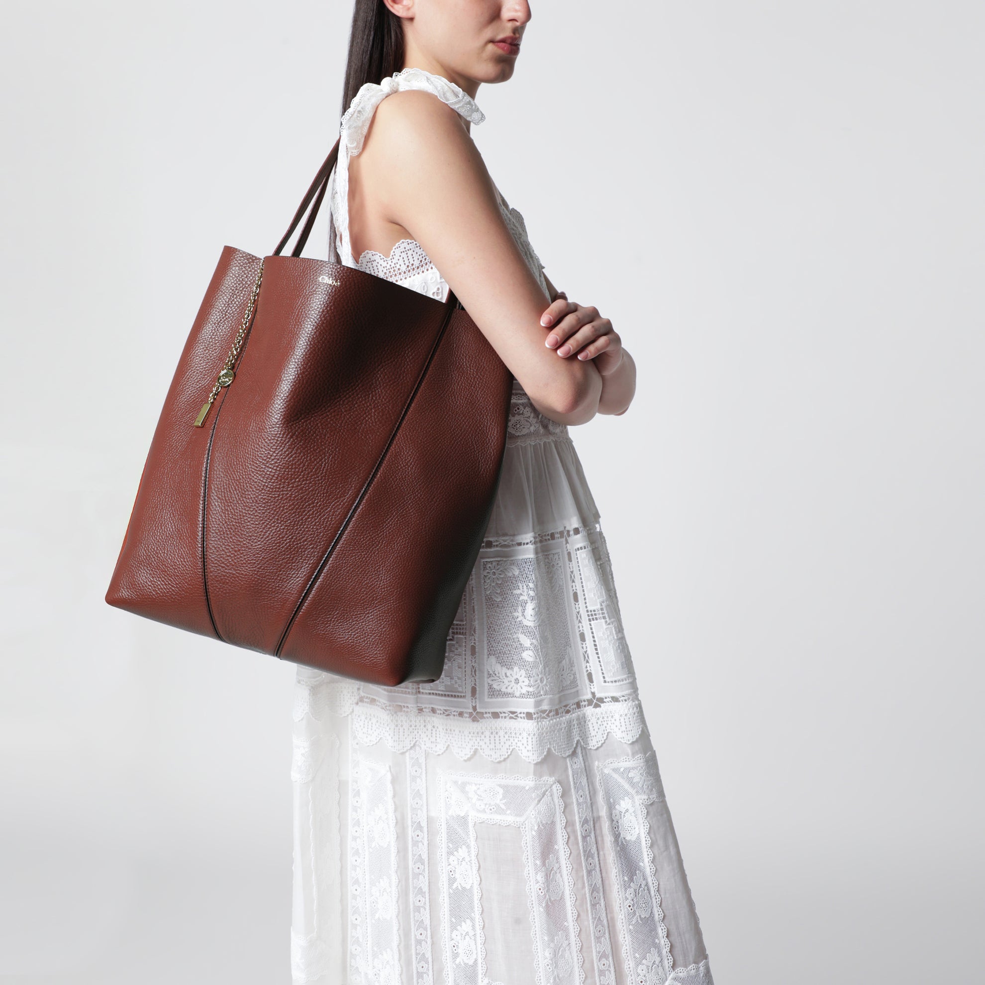 Large brown Chloé Spin Tote Bag