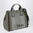 Cabas Carry en toile rayée vert foncé