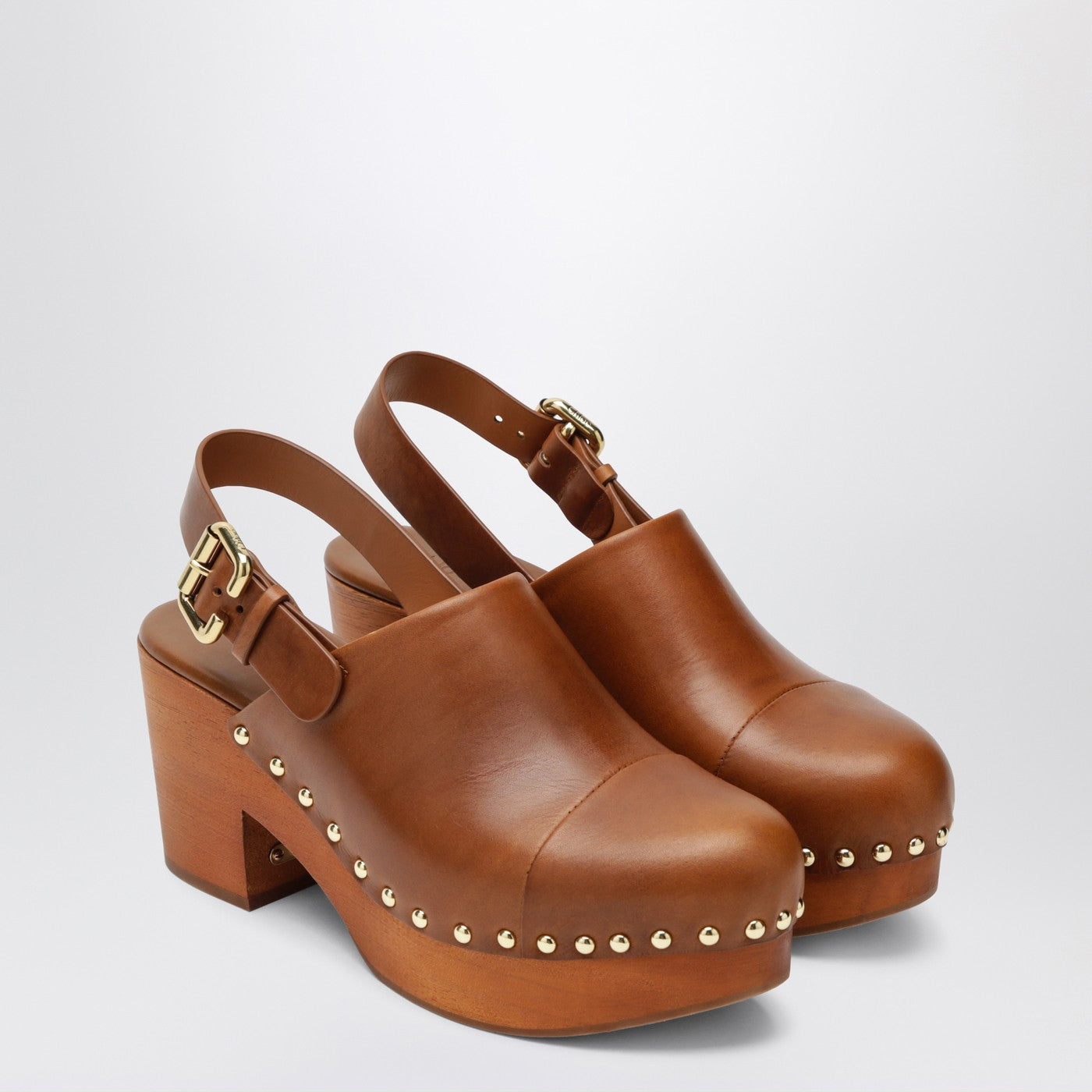 Chloé Brown Jeannette clogs with studs | TheDoubleF
