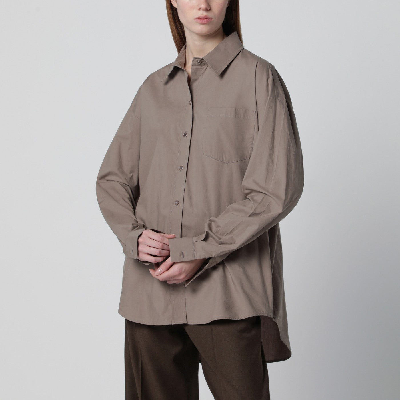 Taupe Ornella asymmetric shirt