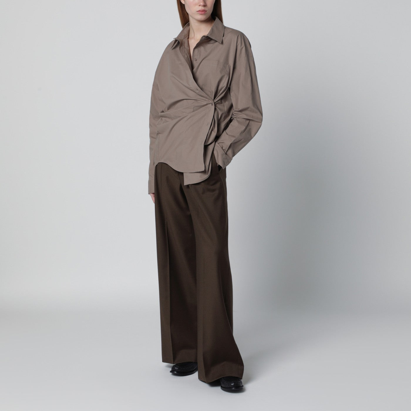 Taupe Ornella asymmetric shirt