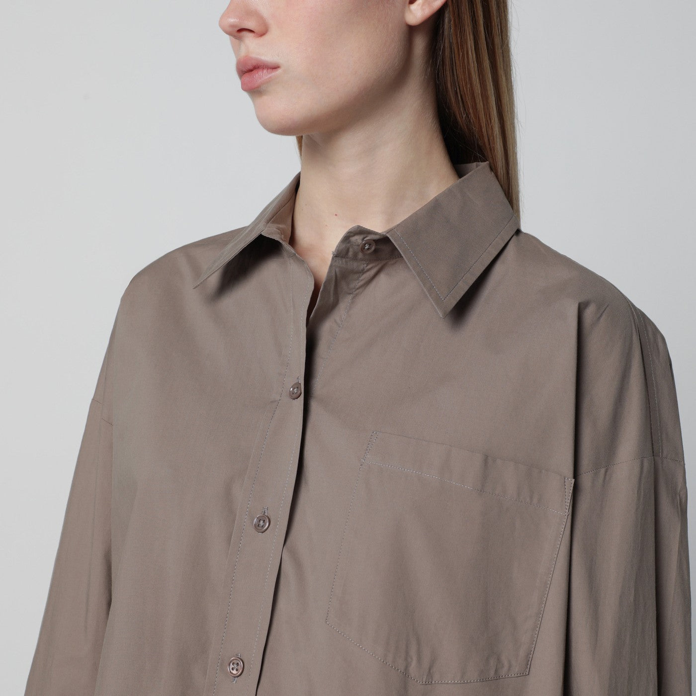 Taupe Ornella asymmetric shirt