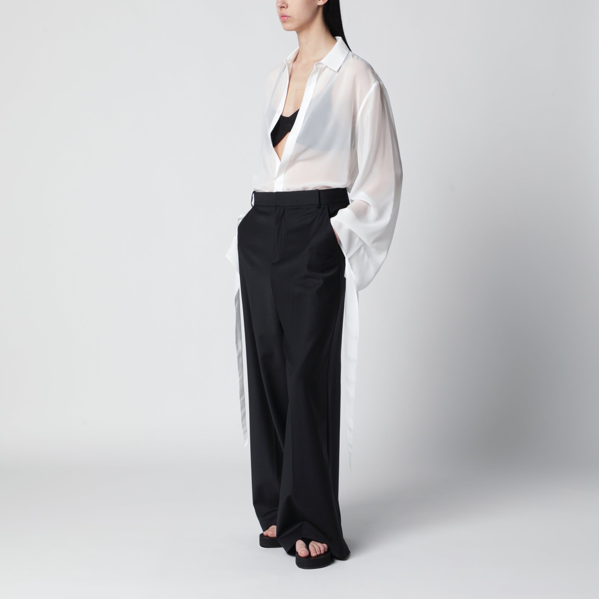 Camicia Verlin in chiffon trasparente bianca
