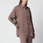 Chemise rayée en viscose et soie marron