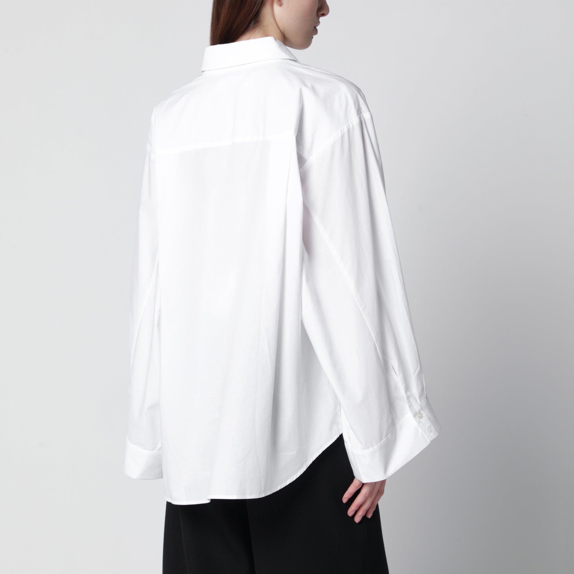 Tila wide-sleeve organic cotton shirt in white