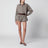 Chemise courte Arlen Boxy à carreaux en mélange de laine beige