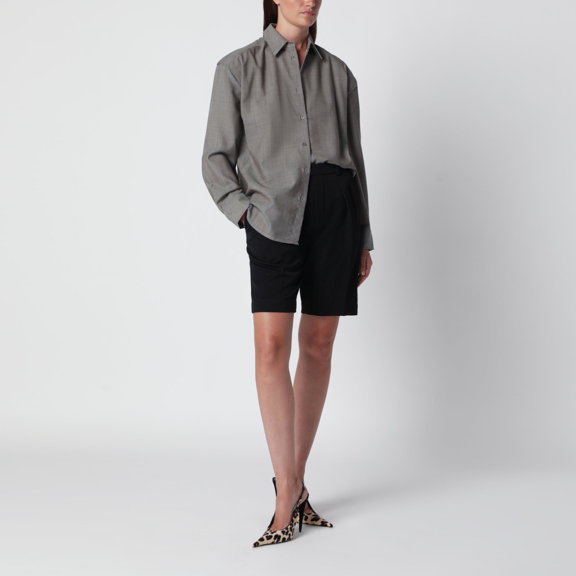 Camicia Bina color taupe in lana