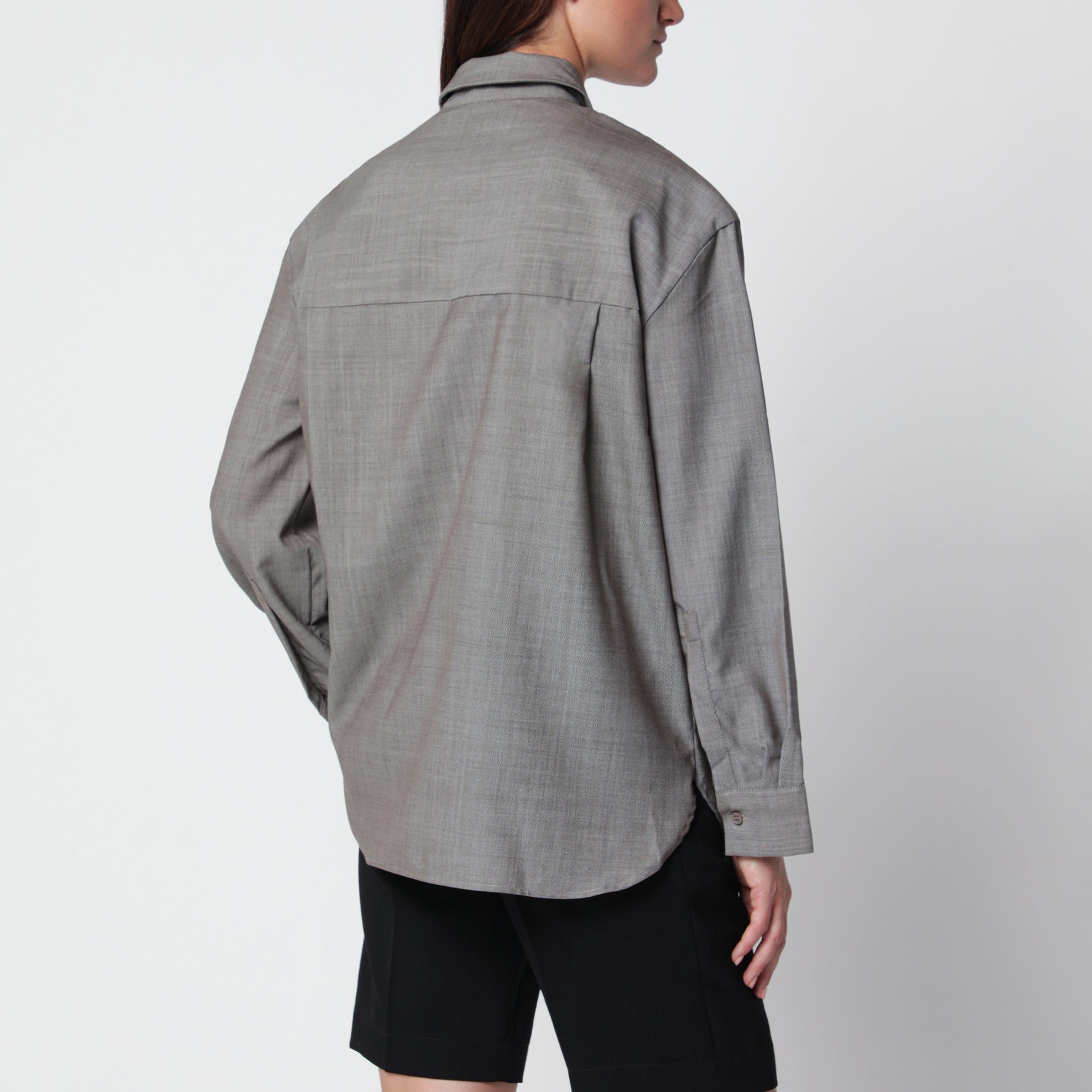 Camicia Bina color taupe in lana