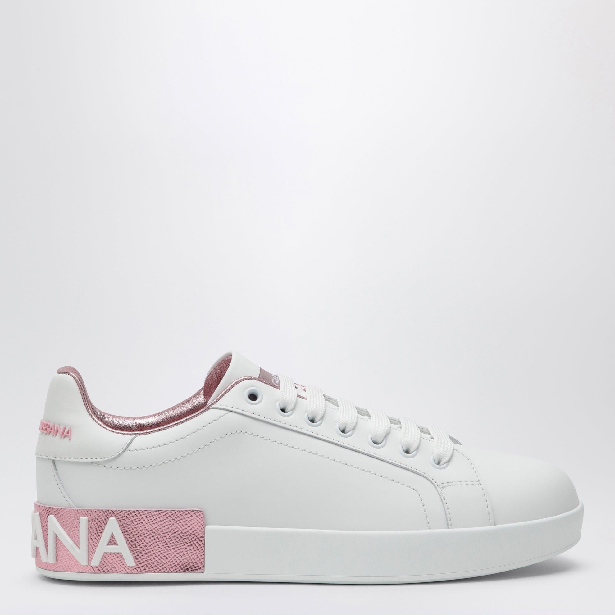 Sneakers Portofino bianca/rosa in pelle