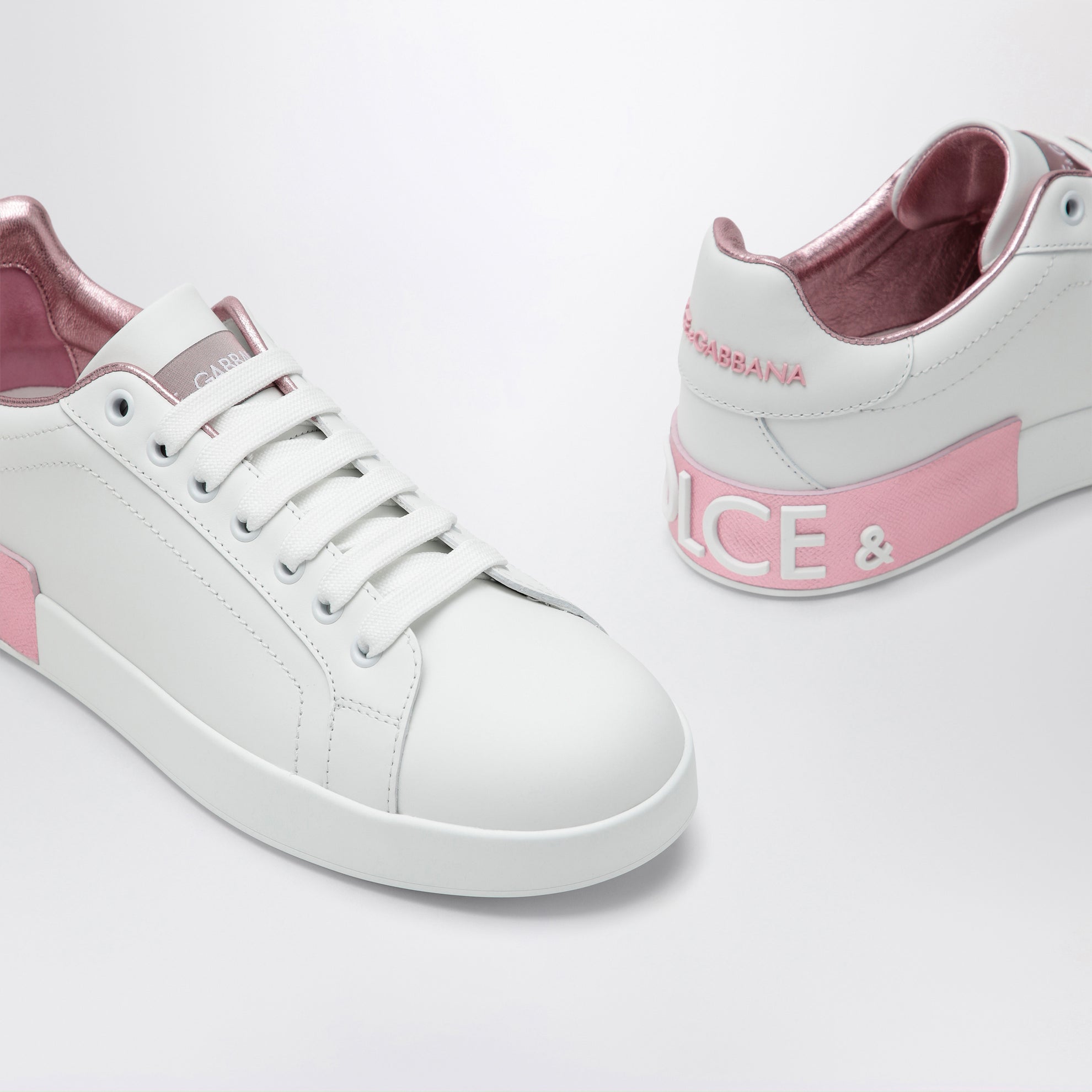 Sneakers Portofino bianca/rosa in pelle