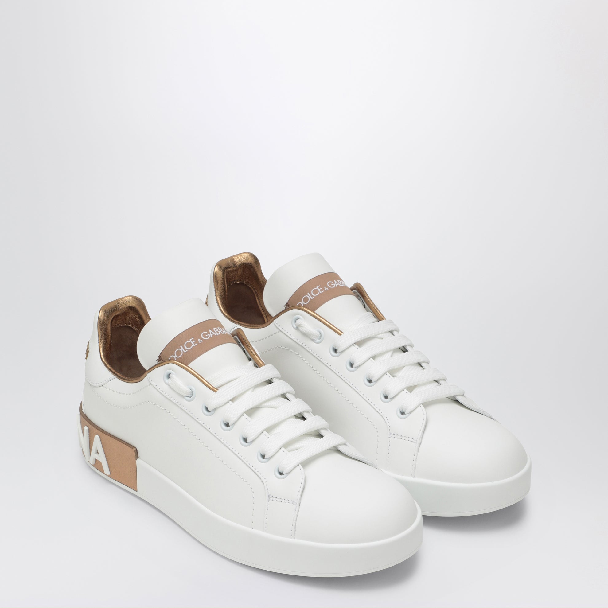 White/gold Portofino sneakers