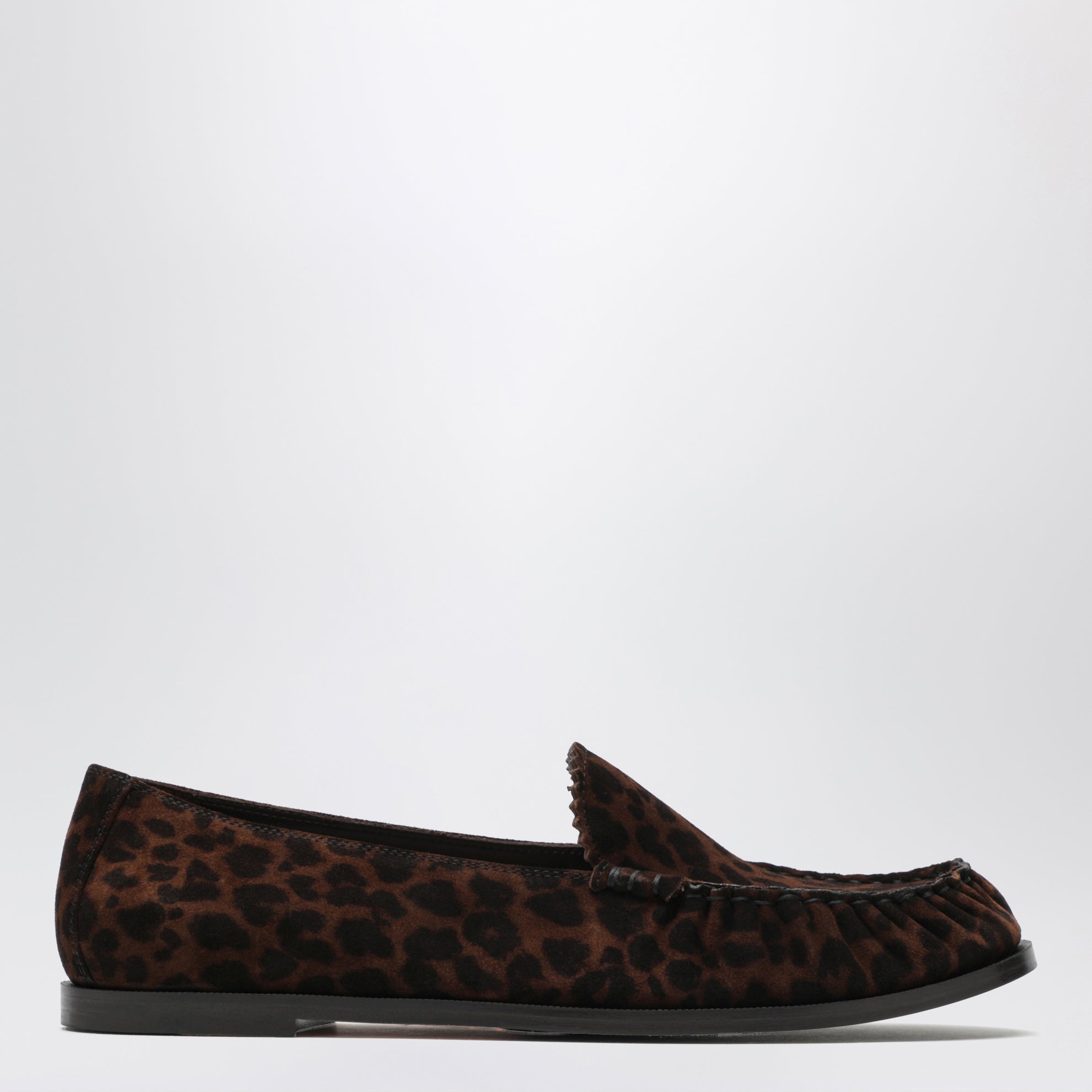 Leopard-print suede loafers