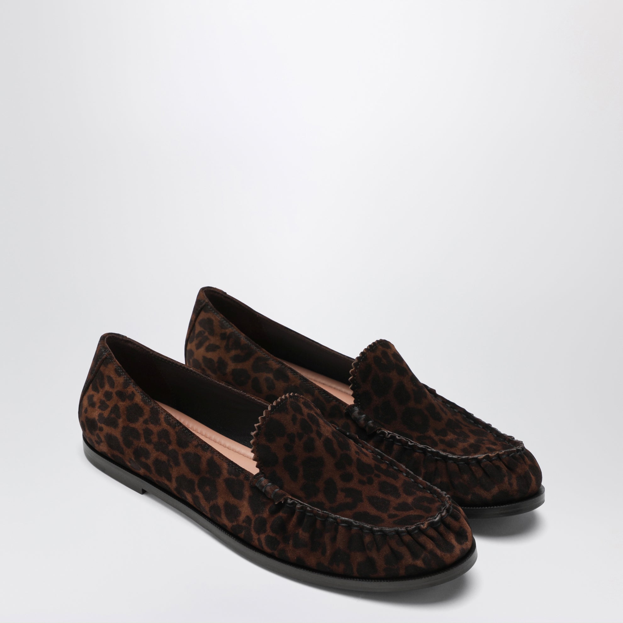 Leopard-print suede loafers