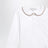 Weißes Langarm-Poloshirt mit brauner Einfassung